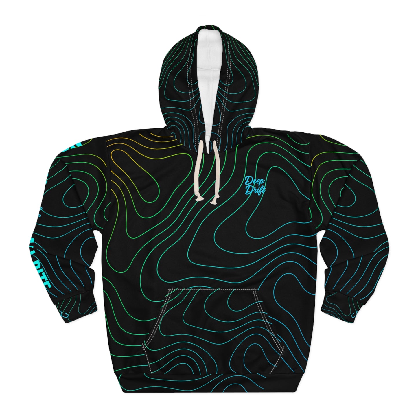 Green Octopus & Wave Topography Fishing Hoodie — Deep Drift Fishing,  Hooked Horizon Co. Neon Ombre Pullover