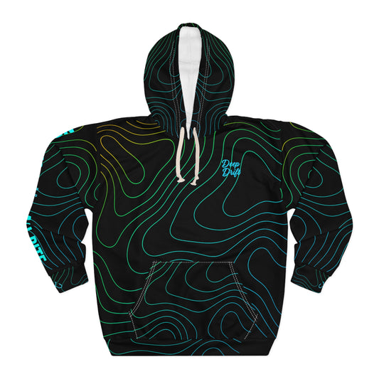 Green Octopus & Wave Topography Fishing Hoodie — Deep Drift Fishing,  Hooked Horizon Co. Neon Ombre Pullover