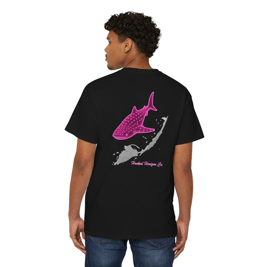 Neon Whale Shark Deep Drift Hooked HorizonCo.  Tee- Perfect for Angler and Fishing Gifts, For him, For Her Unisex Cotton T-Shirt for Fishing & Wildlife Enthusiasts, Ocean Lovers