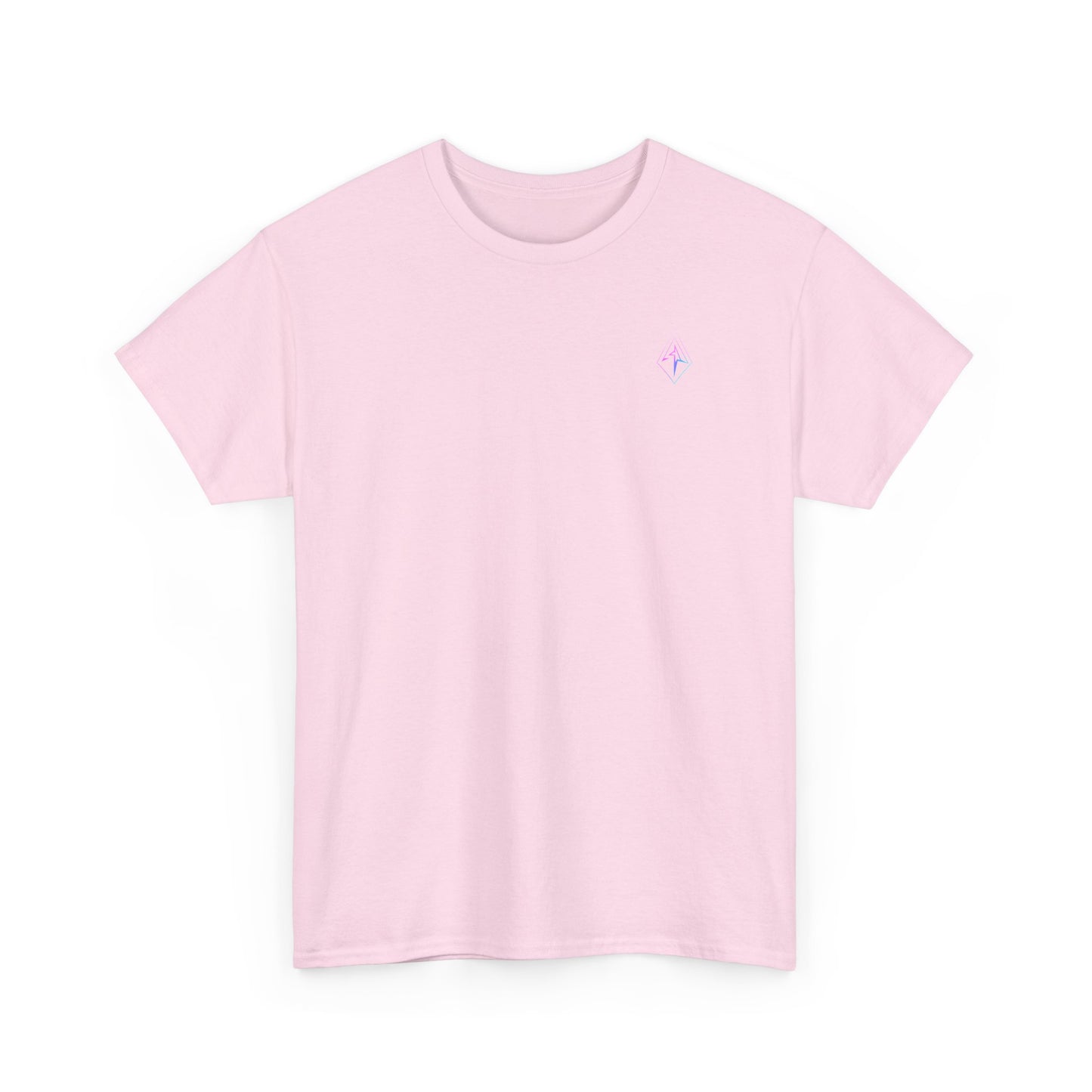 Arrow Ridge Gradient Tee — Minimal Origami Logo T-Shirt with Pastel Holographic Design