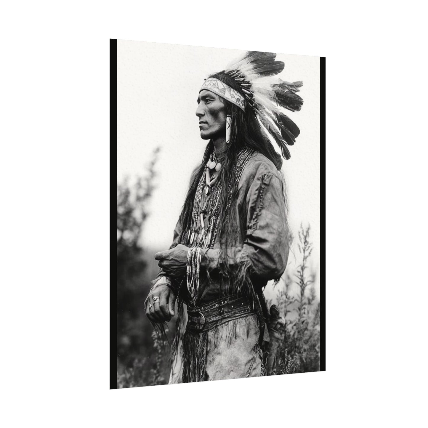 Warriors Gaze – Western Textured Watercolor Matte Posters