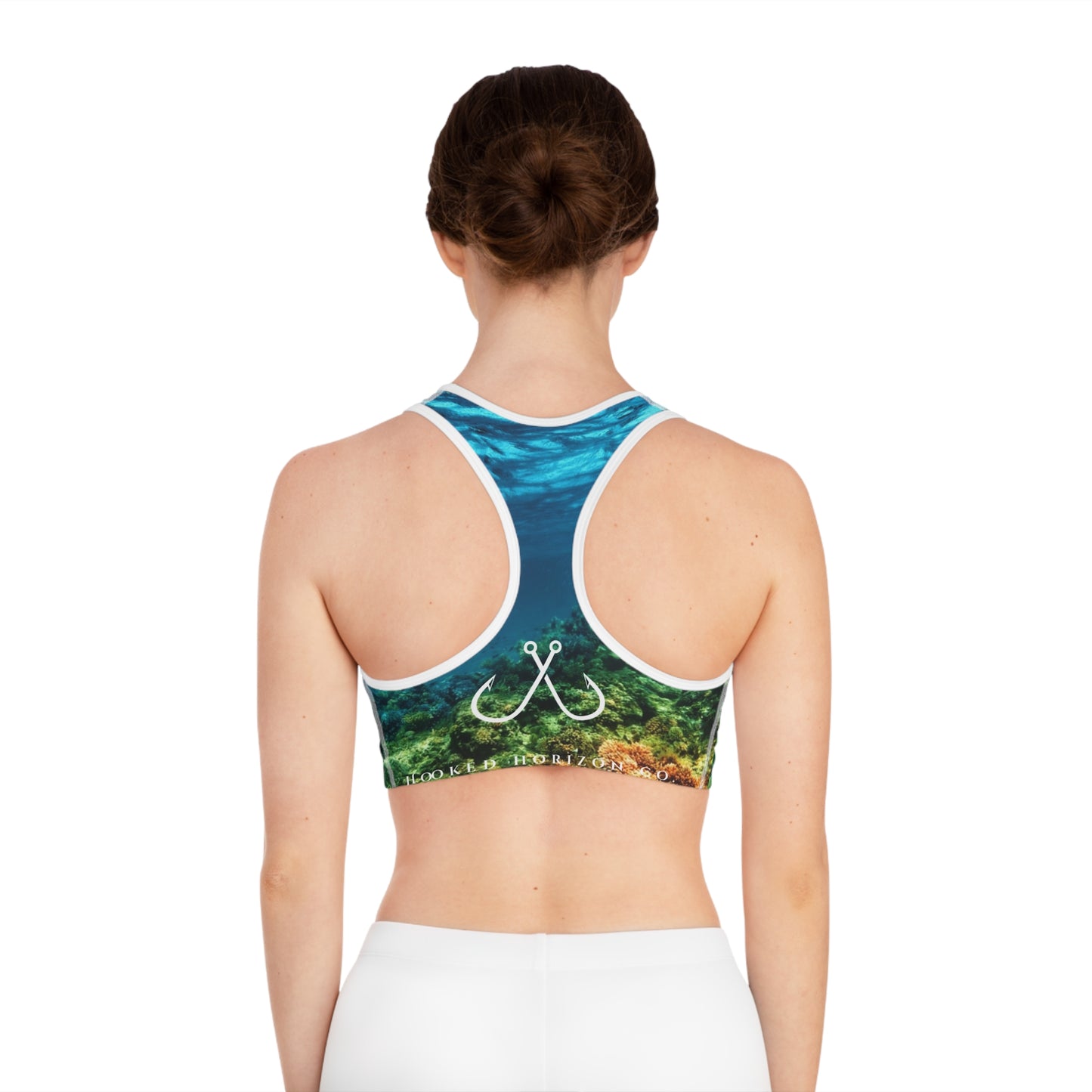 Coral Reel Deep Drift Hooked Horizon Co. Stylish Sports Bra for Active Women, Workout Top, Gym Essential, Fitness Apparel, Athleisure Wear, Yoga Gear