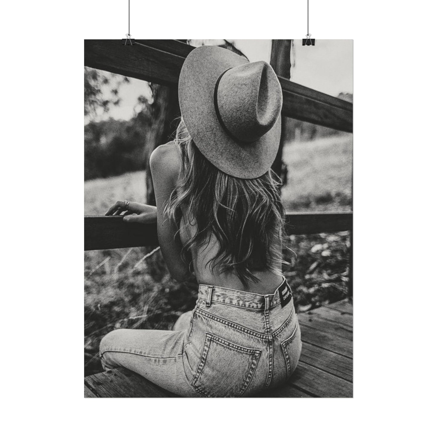 Babys Got Her Blue Jeans On – Western Textured Watercolor Matte Posters