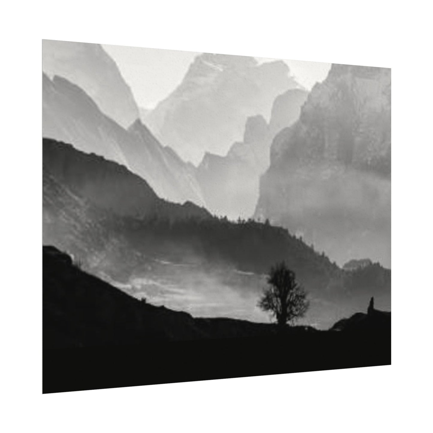 Cascading Mountains– Western Textured Watercolor Matte Posters