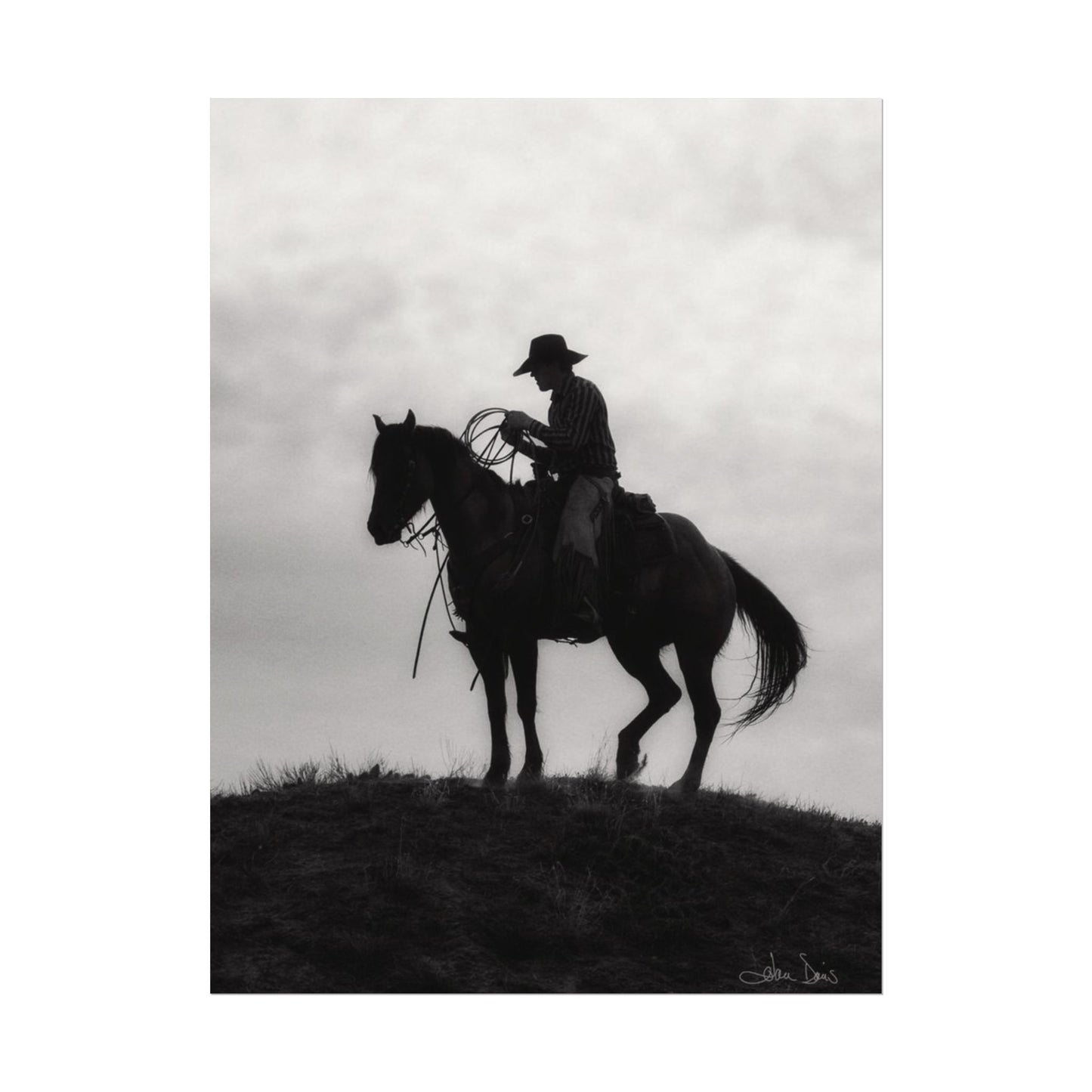 Rider On The Ridge – Western Textured Watercolor Matte Posters