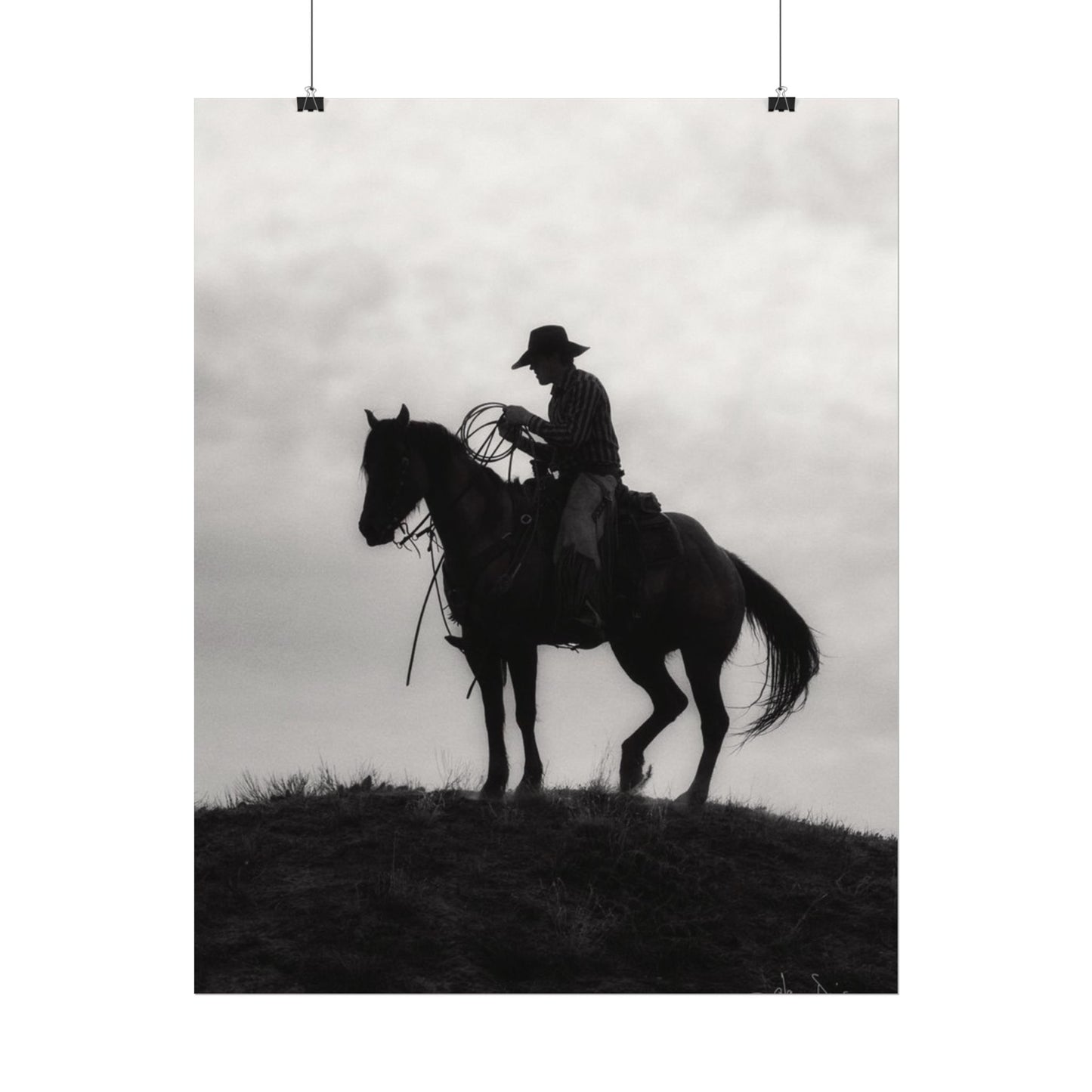 Rider On The Ridge – Western Textured Watercolor Matte Posters