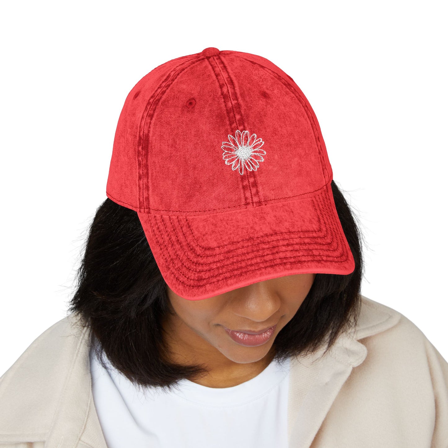 Daisy AdventureAwaits | Retro Embroidered Hat for Nature Celebrations, Casual Wear, Gifts, July 4th, Independence Day