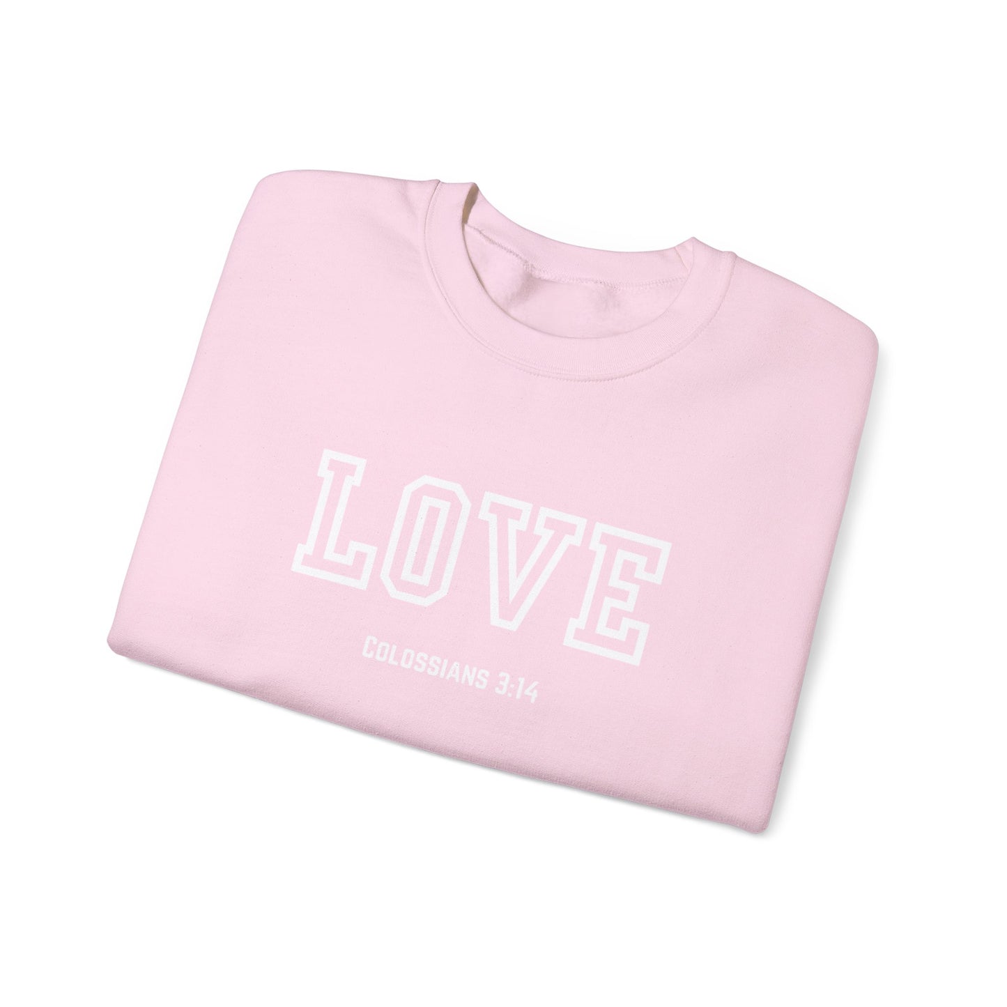 Love Crewneck Sweatshirt, Unisex Fashion, Comfortable Gift, Colossians 3:14 Design, Cozy Casual Wear, Perfect for Any Occasion