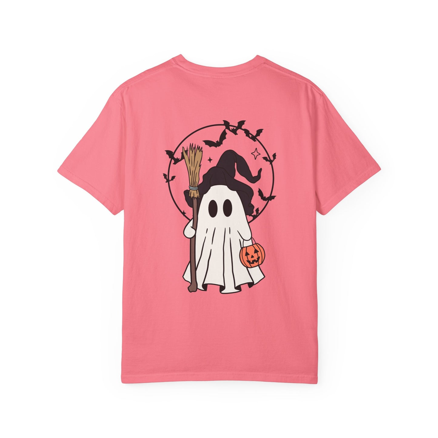 Ghost Broom & Bat Tee Unisex Garment-Dyed T-shirt, Black & White, Vintage Western, Western lover gifts