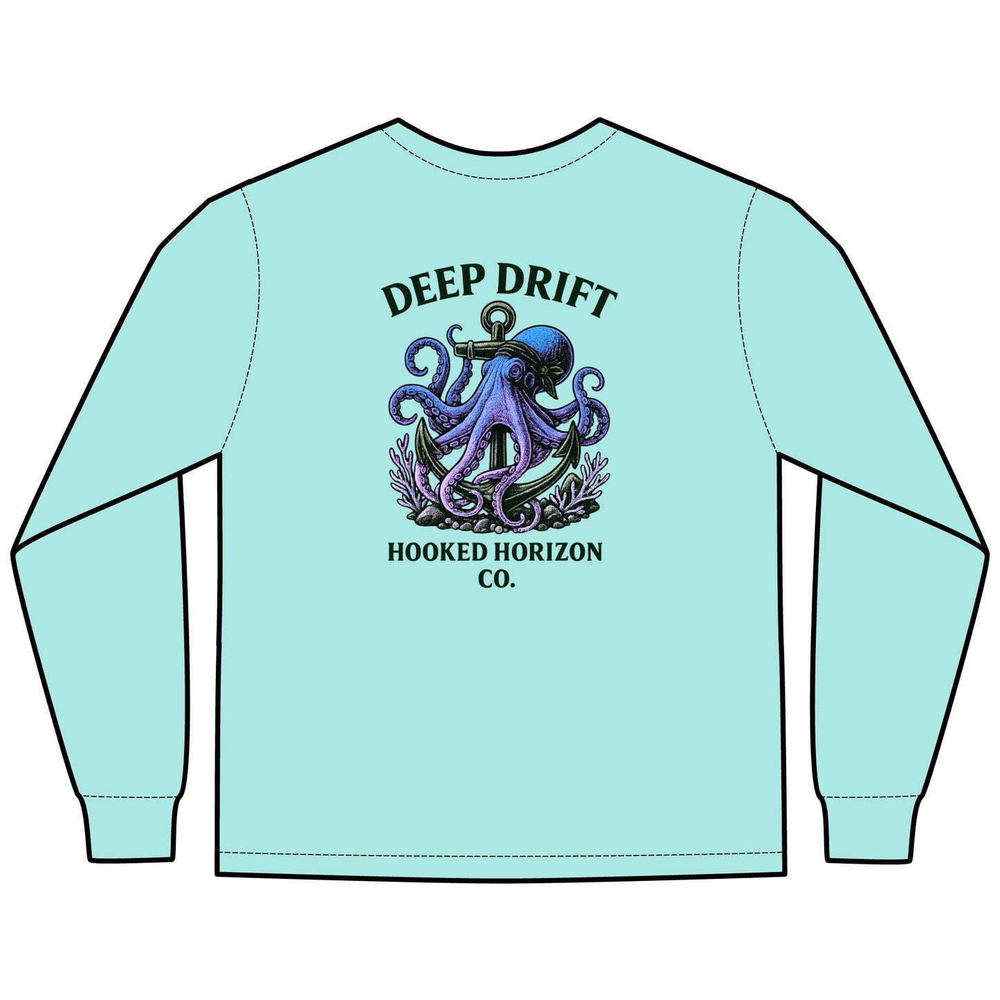 Deep Drift Purple Octopus Unisex Long Sleeve T-Shirt, Ocean Lovers Gift, Casual Wear, Summer Vacation Tee, Beach Bonfire Apparel, Comfortable Everyday Top