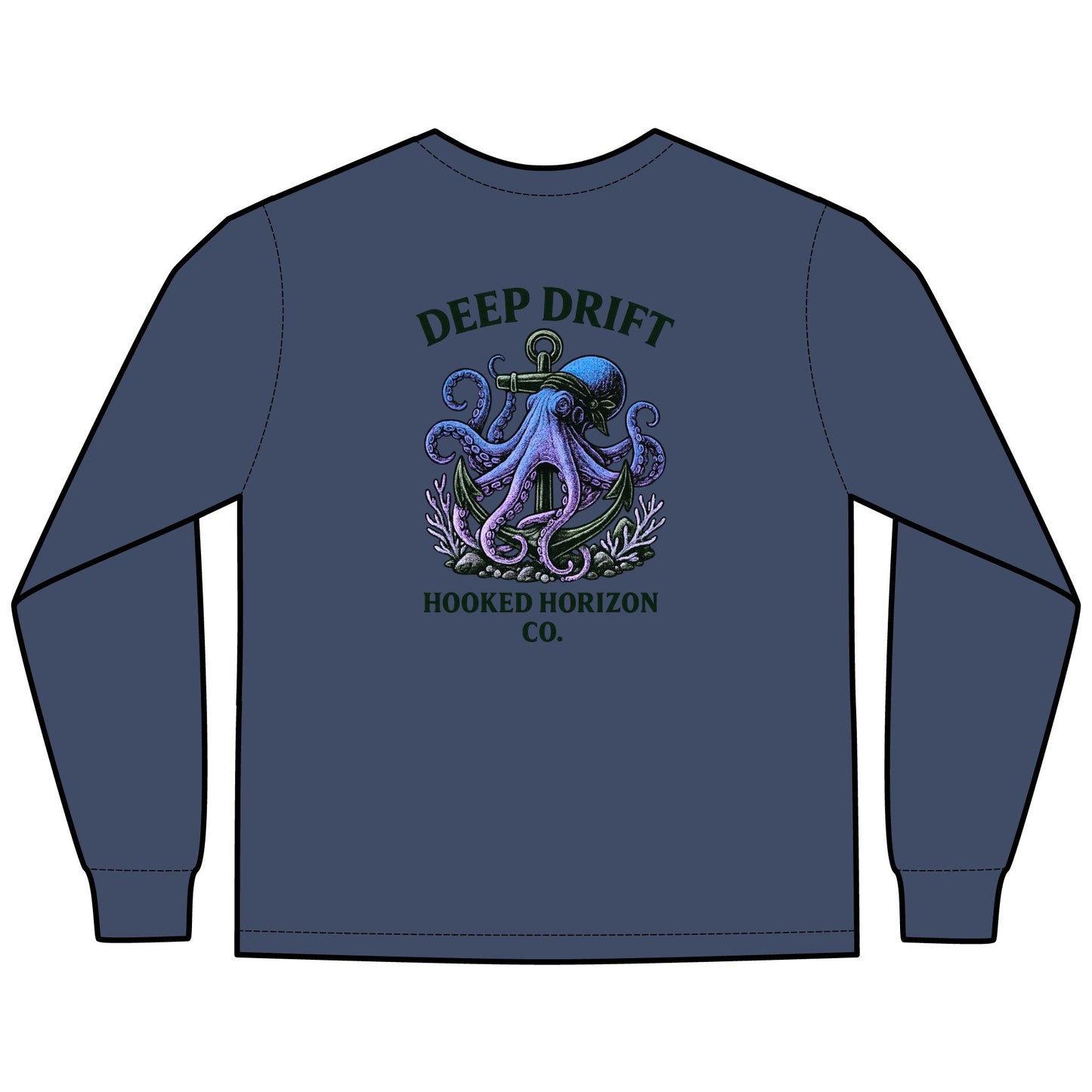 Deep Drift Purple Octopus Unisex Long Sleeve T-Shirt, Ocean Lovers Gift, Casual Wear, Summer Vacation Tee, Beach Bonfire Apparel, Comfortable Everyday Top