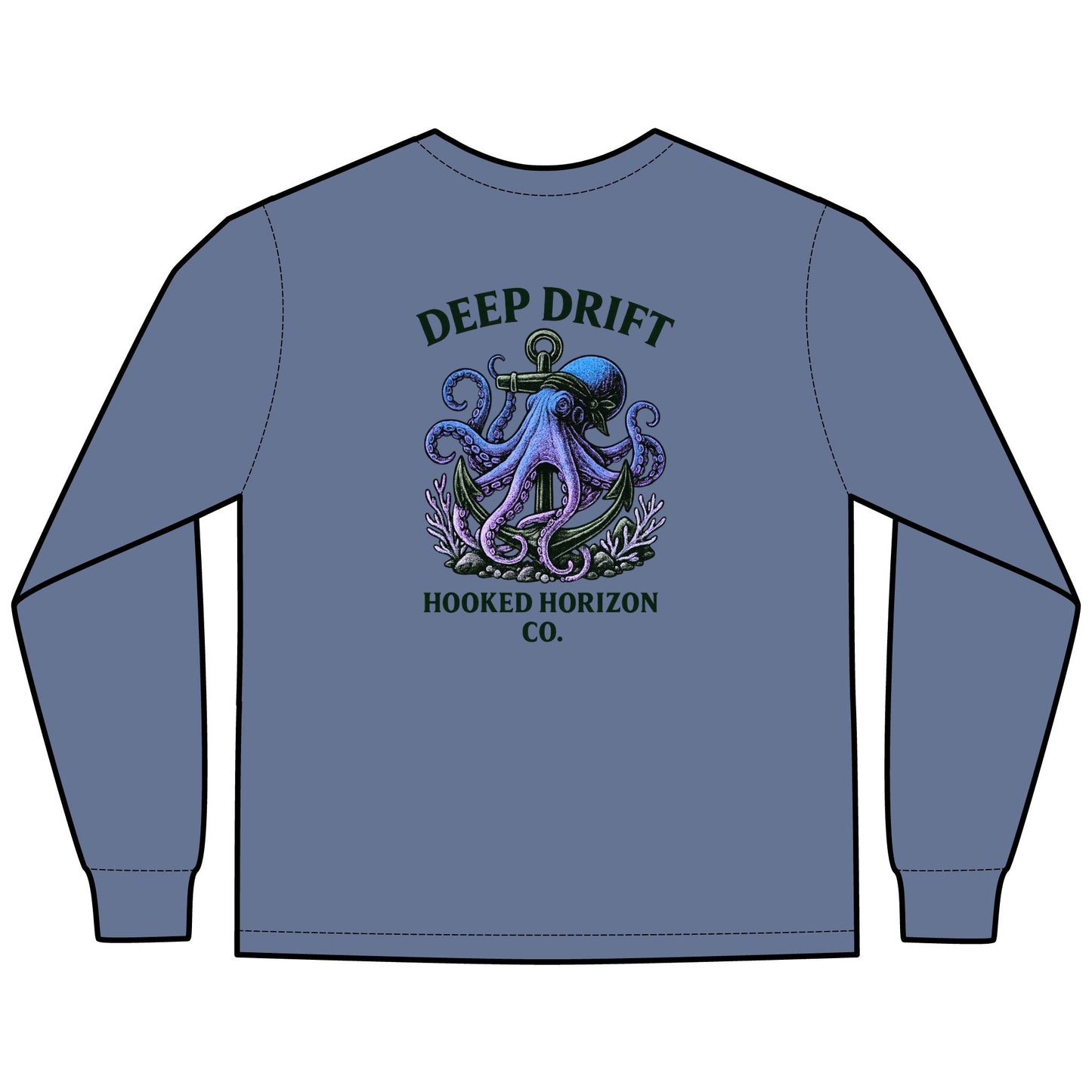 Deep Drift Purple Octopus Unisex Long Sleeve T-Shirt, Ocean Lovers Gift, Casual Wear, Summer Vacation Tee, Beach Bonfire Apparel, Comfortable Everyday Top