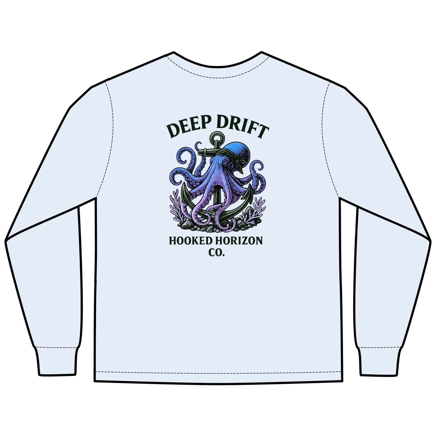Deep Drift Purple Octopus Unisex Long Sleeve T-Shirt, Ocean Lovers Gift, Casual Wear, Summer Vacation Tee, Beach Bonfire Apparel, Comfortable Everyday Top
