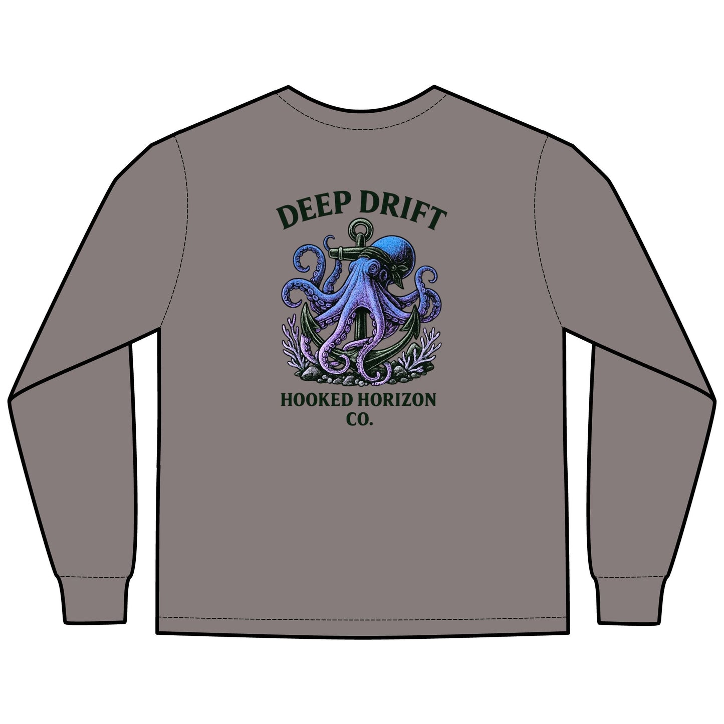 Deep Drift Purple Octopus Unisex Long Sleeve T-Shirt, Ocean Lovers Gift, Casual Wear, Summer Vacation Tee, Beach Bonfire Apparel, Comfortable Everyday Top