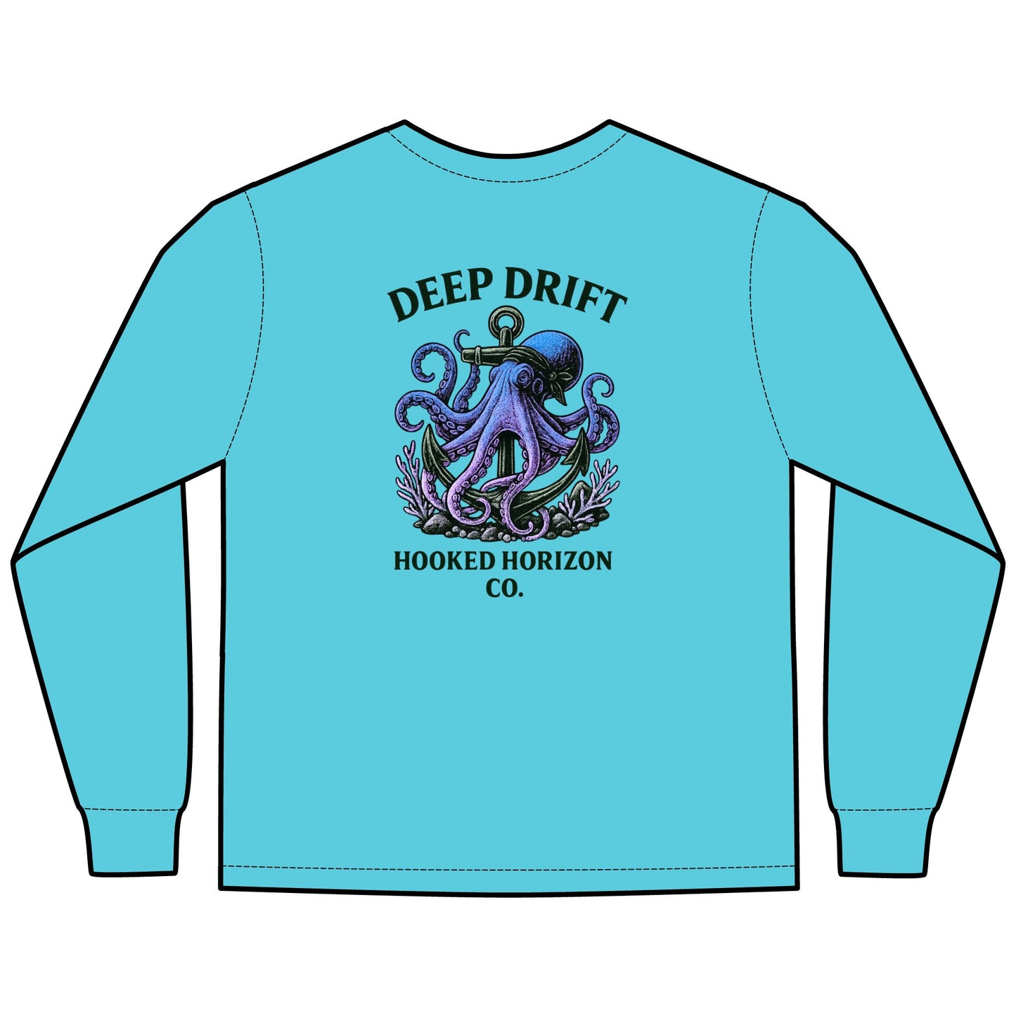Deep Drift Purple Octopus Unisex Long Sleeve T-Shirt, Ocean Lovers Gift, Casual Wear, Summer Vacation Tee, Beach Bonfire Apparel, Comfortable Everyday Top