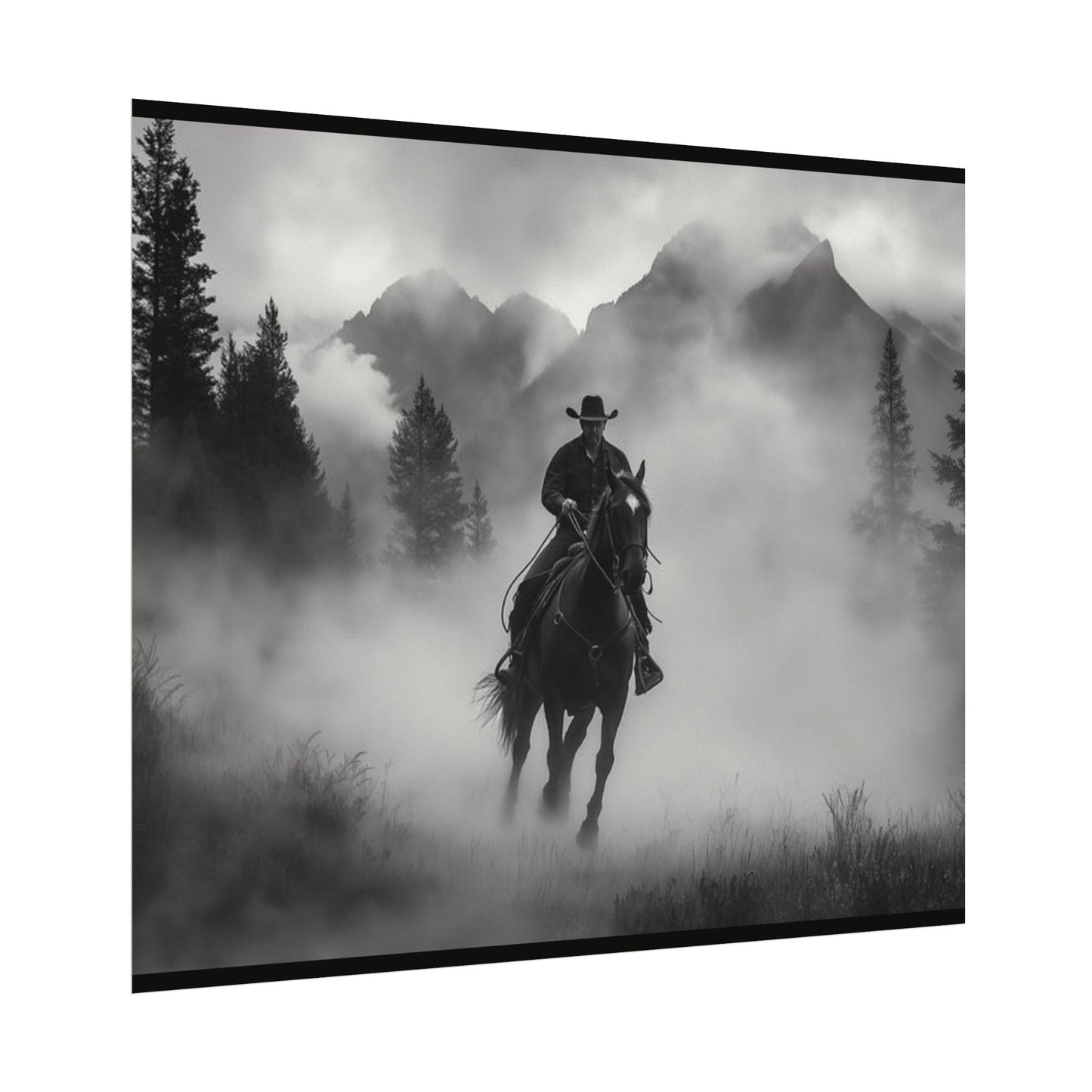 Storm Rider– Western Textured Watercolor Matte Posters