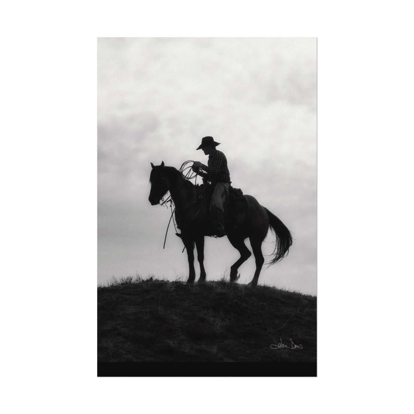 Rider On The Ridge – Western Textured Watercolor Matte Posters
