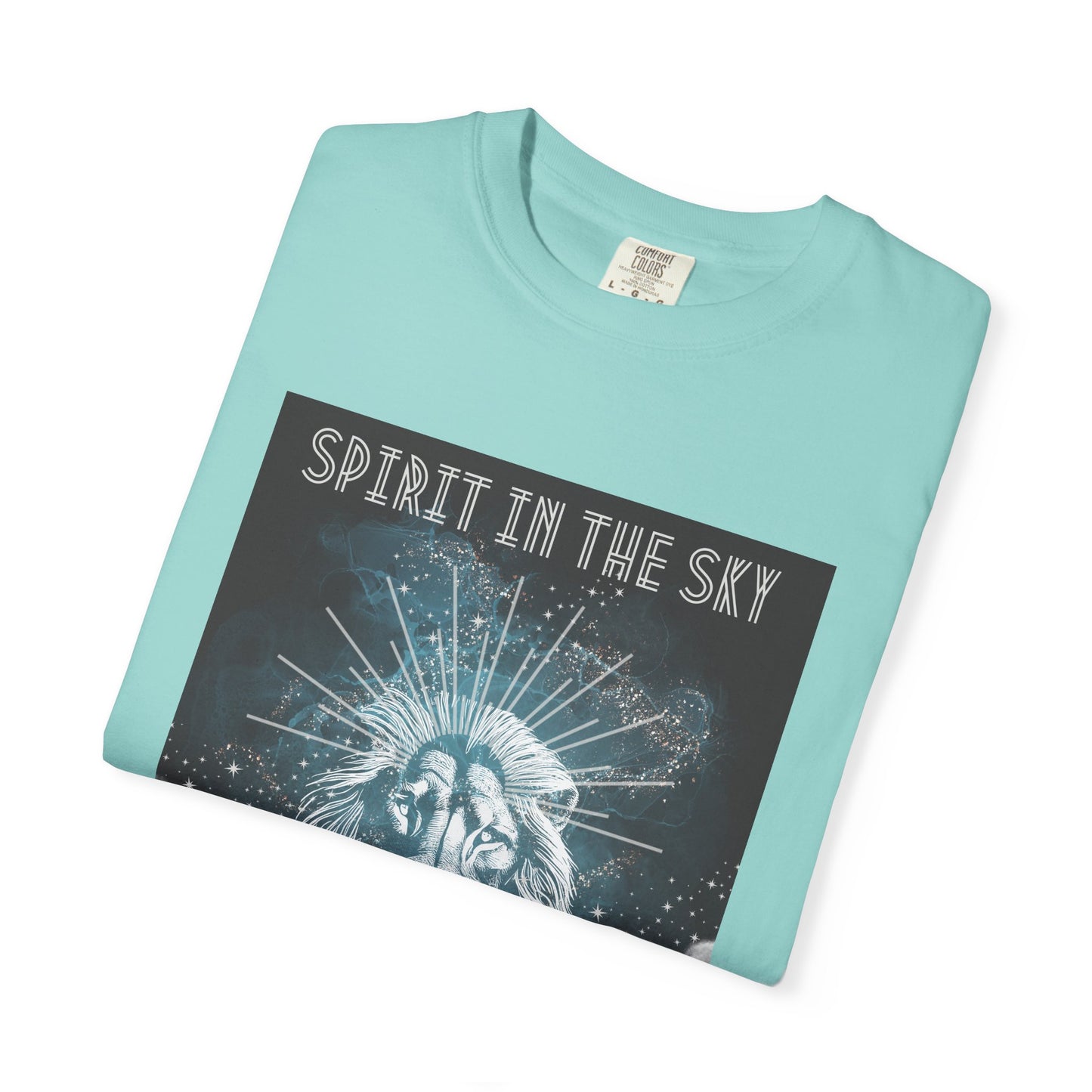 Spirit in the Sky Lion T-Shirt, Unisex Garment-Dyed Tee, Boho Shirt, Festival Apparel, Unique Graphic Tee, Music Lover Gift