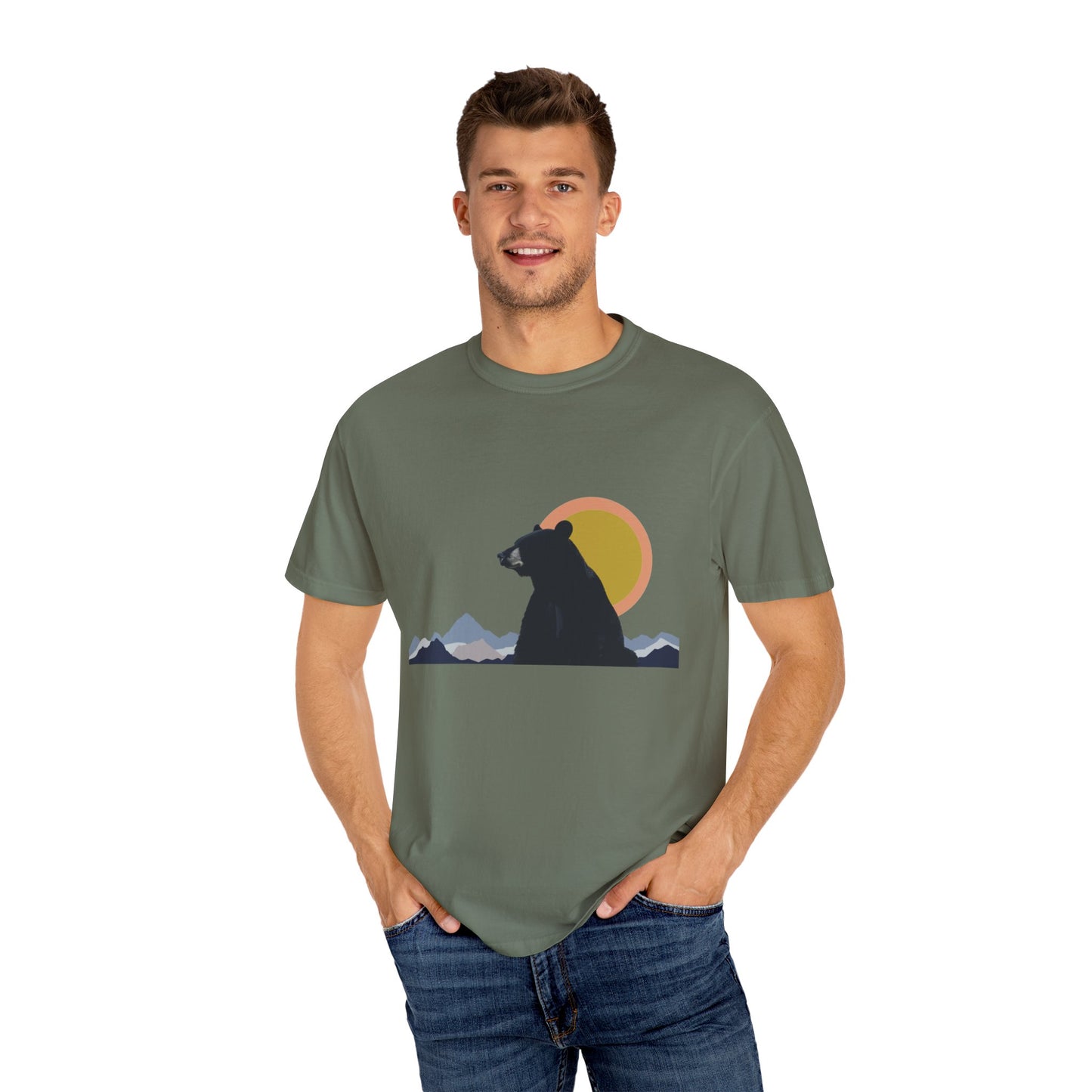 Bear Wildlife Adventure Tee Unisex Garment-Dyed T-shirt, Boho Nature Tee, Camping Shirt, Adventure Apparel, Gift for Wilderness Lovers