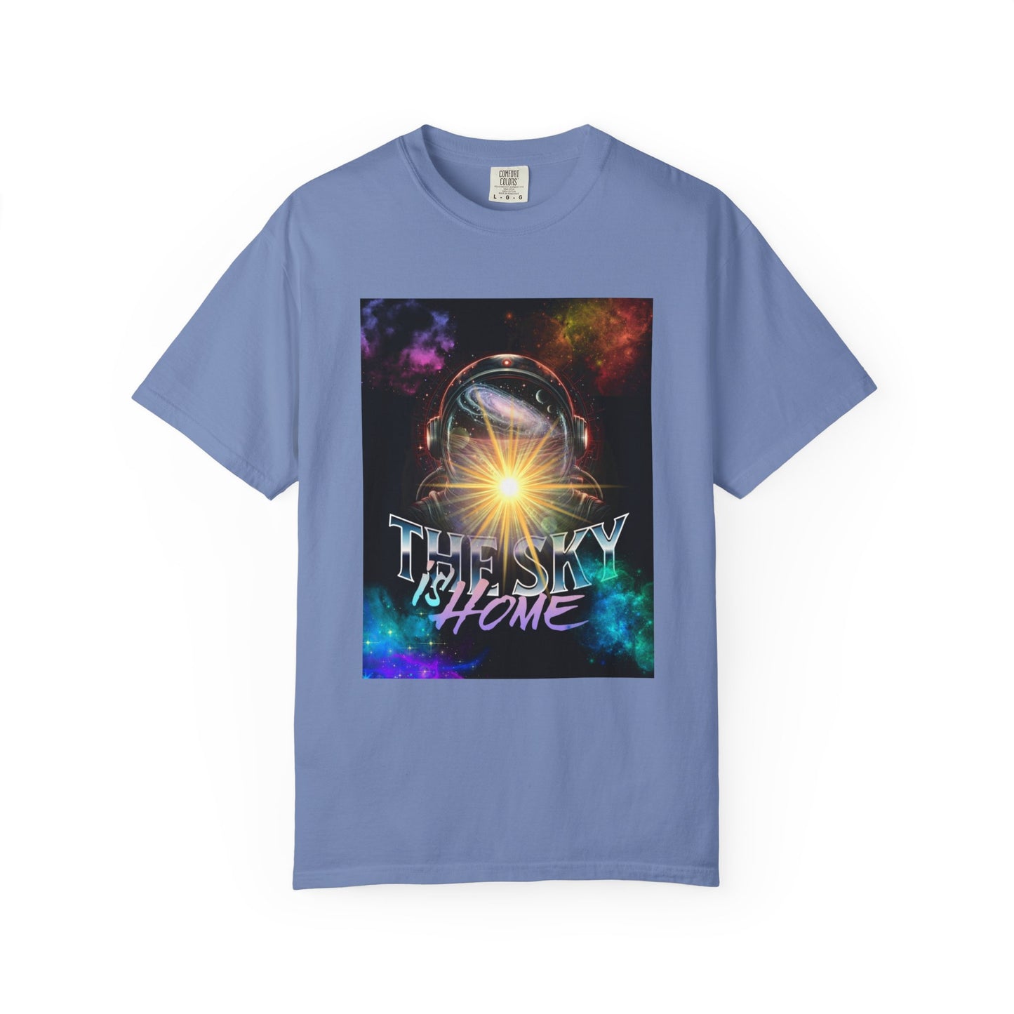 Cosmic Vibe T-Shirt: The Sky is Home Unisex Garment-Dyed Tee, Cute Graphic Shirt, Space Lover Gift, Casual Wear, Art Tee