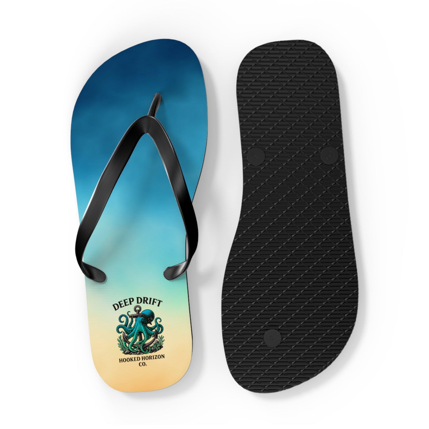 Ocean-Inspired Flip Flops, Summer Sandals, Beach Footwear, Deep Drift, Vacation Essentials, Nautical Gift