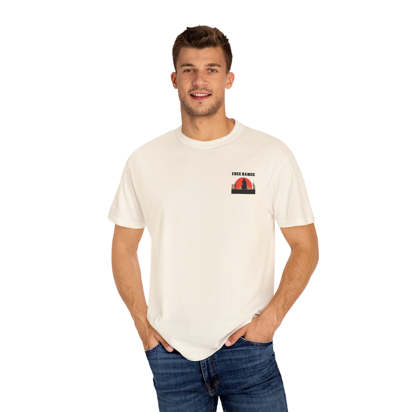 Free Range Rancher Mountain T-Shirt - Western Gift, Nature Lover Tee, Unisex Cotton Shirt