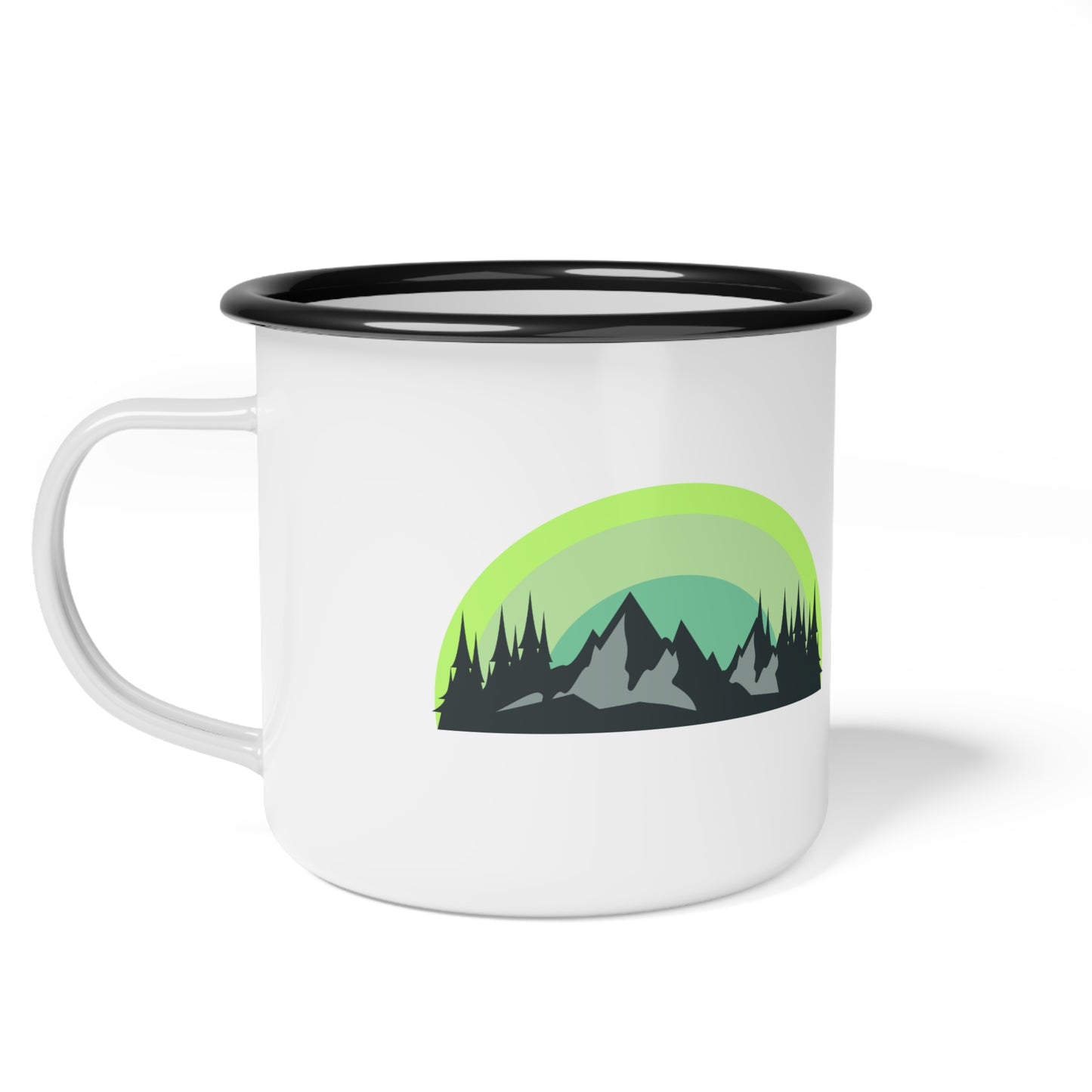 Nature-Inspired Enamel Camp Cup, Adventure Mug, Outdoor Coffee Mug, Gift for Campers, Travel Mug, Hiking Cup