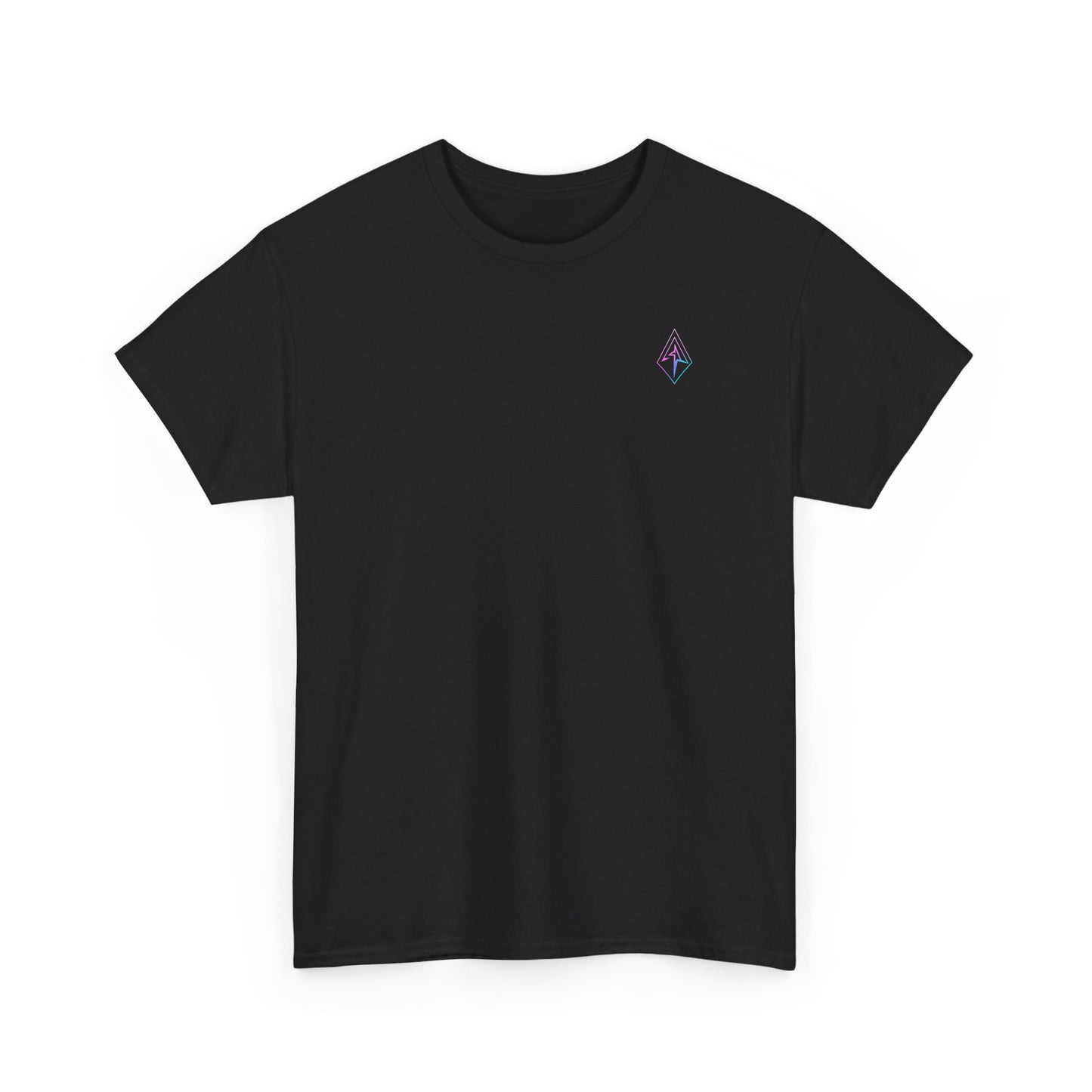 Arrow Ridge Gradient Tee — Minimal Origami Logo T-Shirt with Pastel Holographic Design
