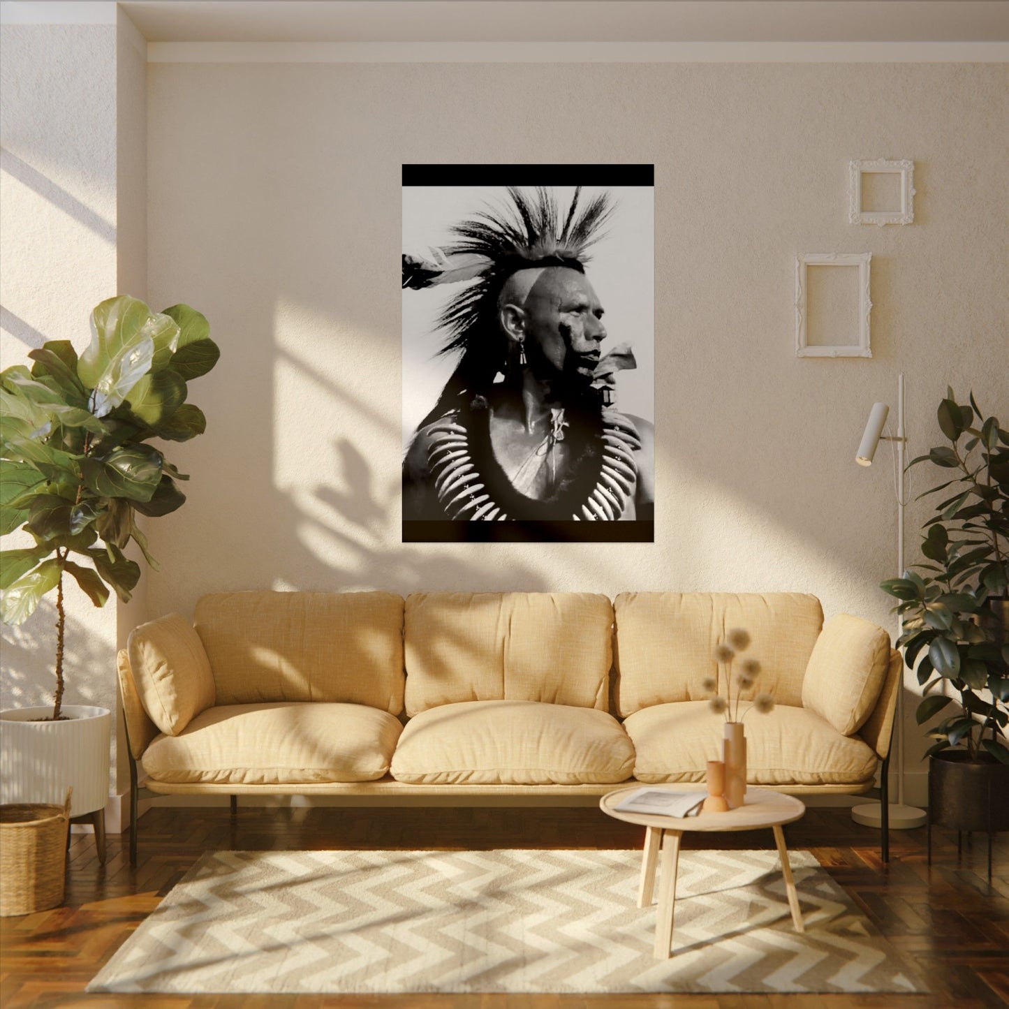 Feathered Warrior Cheif   – Western Textured Watercolor Matte Posters