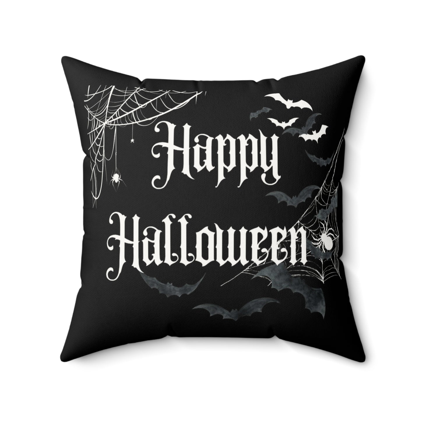 2 in 1 Raven & Spider Happy Halloween Throw Pillow, Cozy Faux Suede, Seasonal Decor, Halloween, Unique Gift Idea