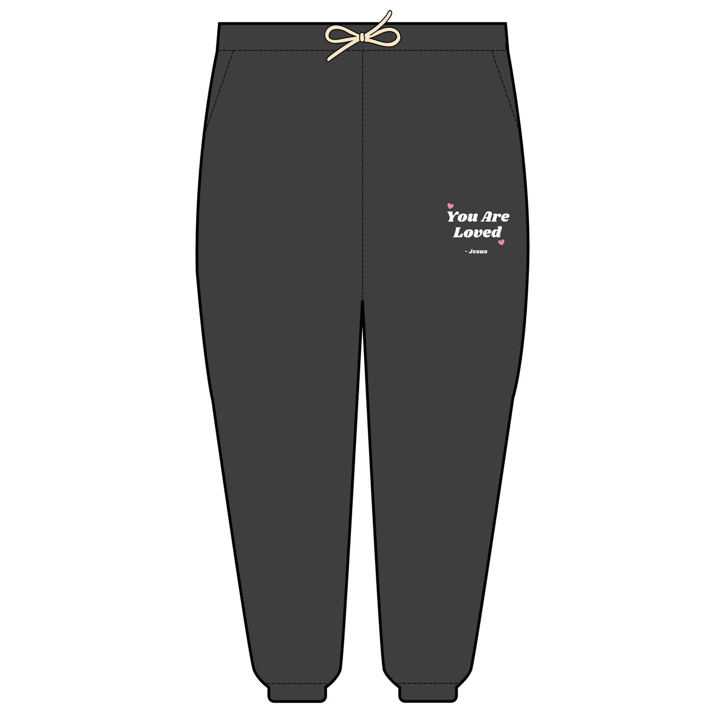 You Are Loved- Jesus Relaxed Embroidered Fleece Sweatpants | Cozy Loungewear, Gifts for Everyone, Comfortable Joggers, Christian, Spiritual Wear,Relaxed Fit Sweatpants, Unisex Fashion