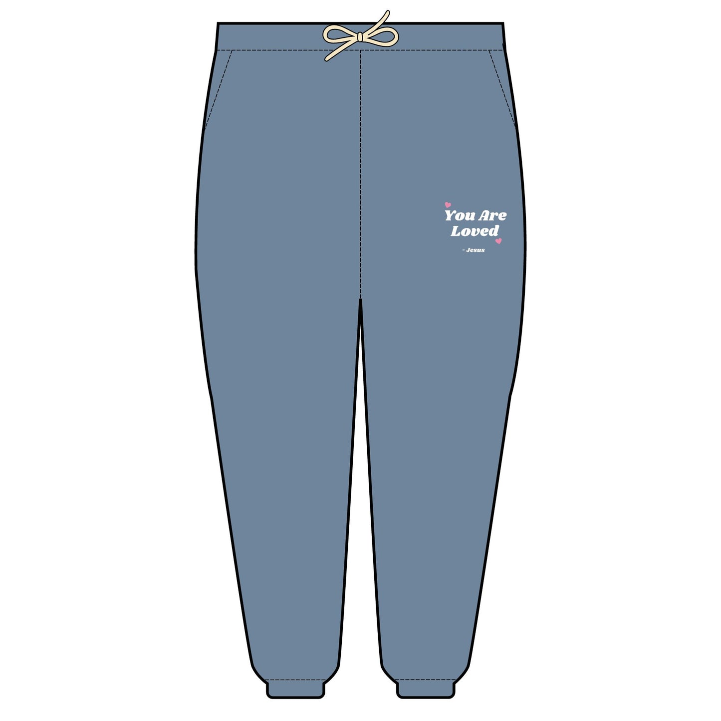 You Are Loved- Jesus Relaxed Embroidered Fleece Sweatpants | Cozy Loungewear, Gifts for Everyone, Comfortable Joggers, Christian, Spiritual Wear,Relaxed Fit Sweatpants, Unisex Fashion