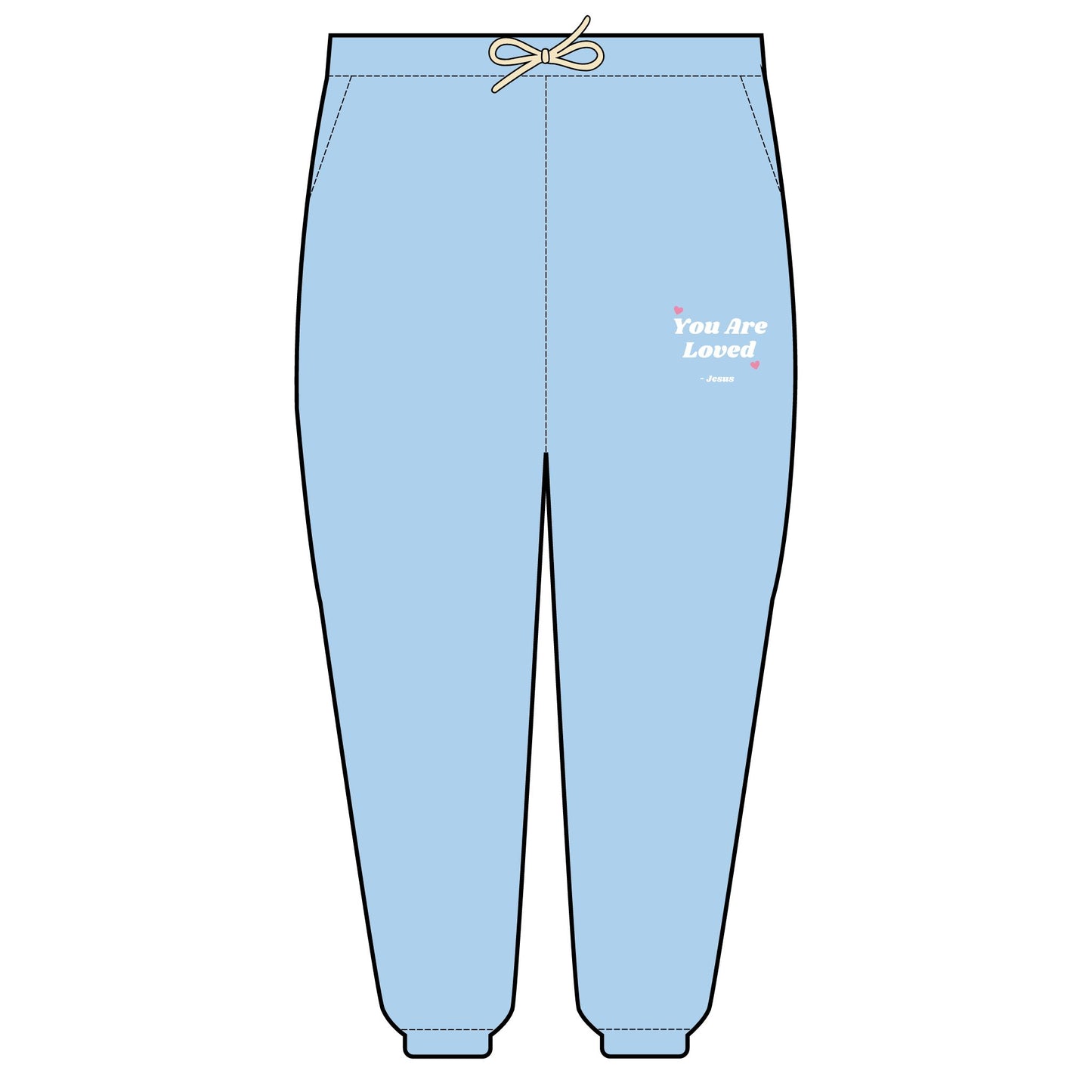 You Are Loved- Jesus Relaxed Embroidered Fleece Sweatpants | Cozy Loungewear, Gifts for Everyone, Comfortable Joggers, Christian, Spiritual Wear,Relaxed Fit Sweatpants, Unisex Fashion