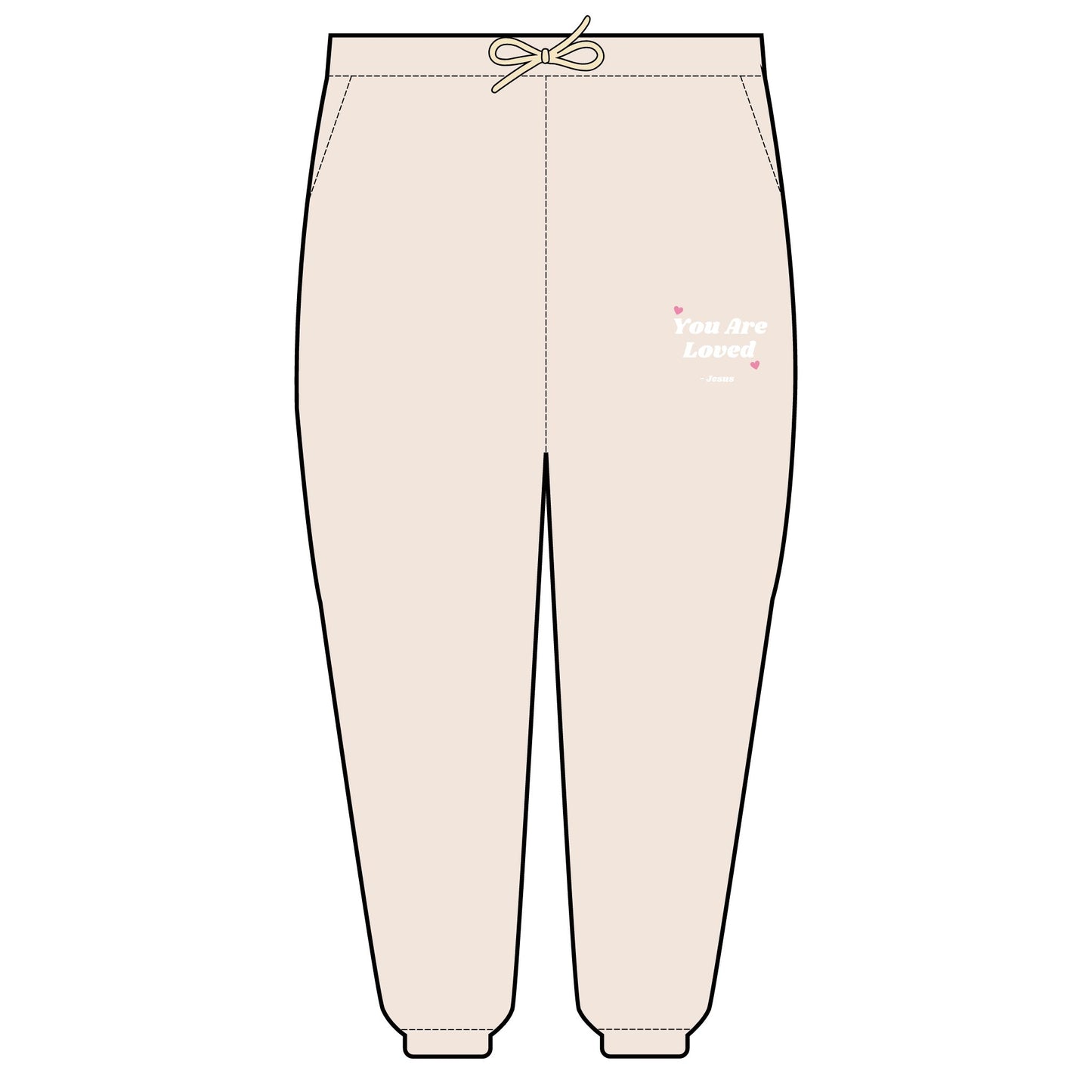 You Are Loved- Jesus Relaxed Embroidered Fleece Sweatpants | Cozy Loungewear, Gifts for Everyone, Comfortable Joggers, Christian, Spiritual Wear,Relaxed Fit Sweatpants, Unisex Fashion