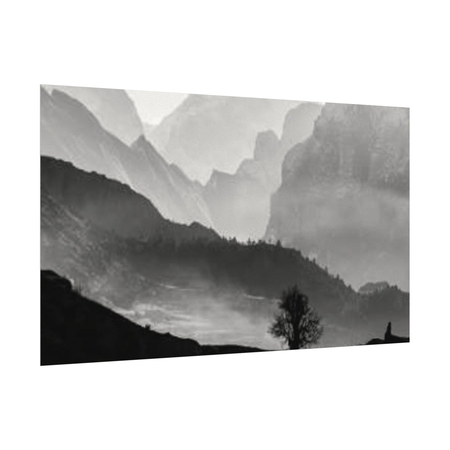 Cascading Mountains– Western Textured Watercolor Matte Posters