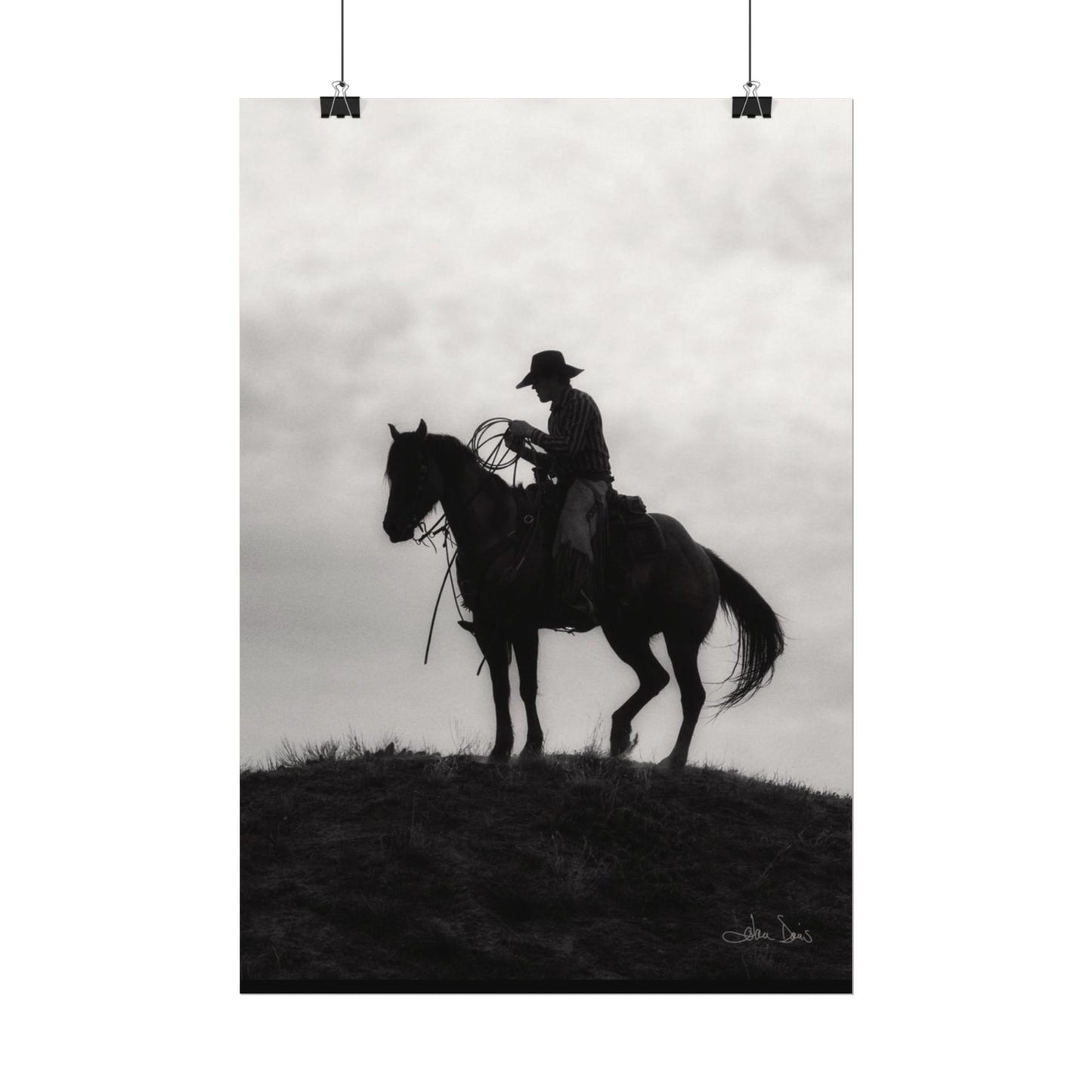 Rider On The Ridge – Western Textured Watercolor Matte Posters