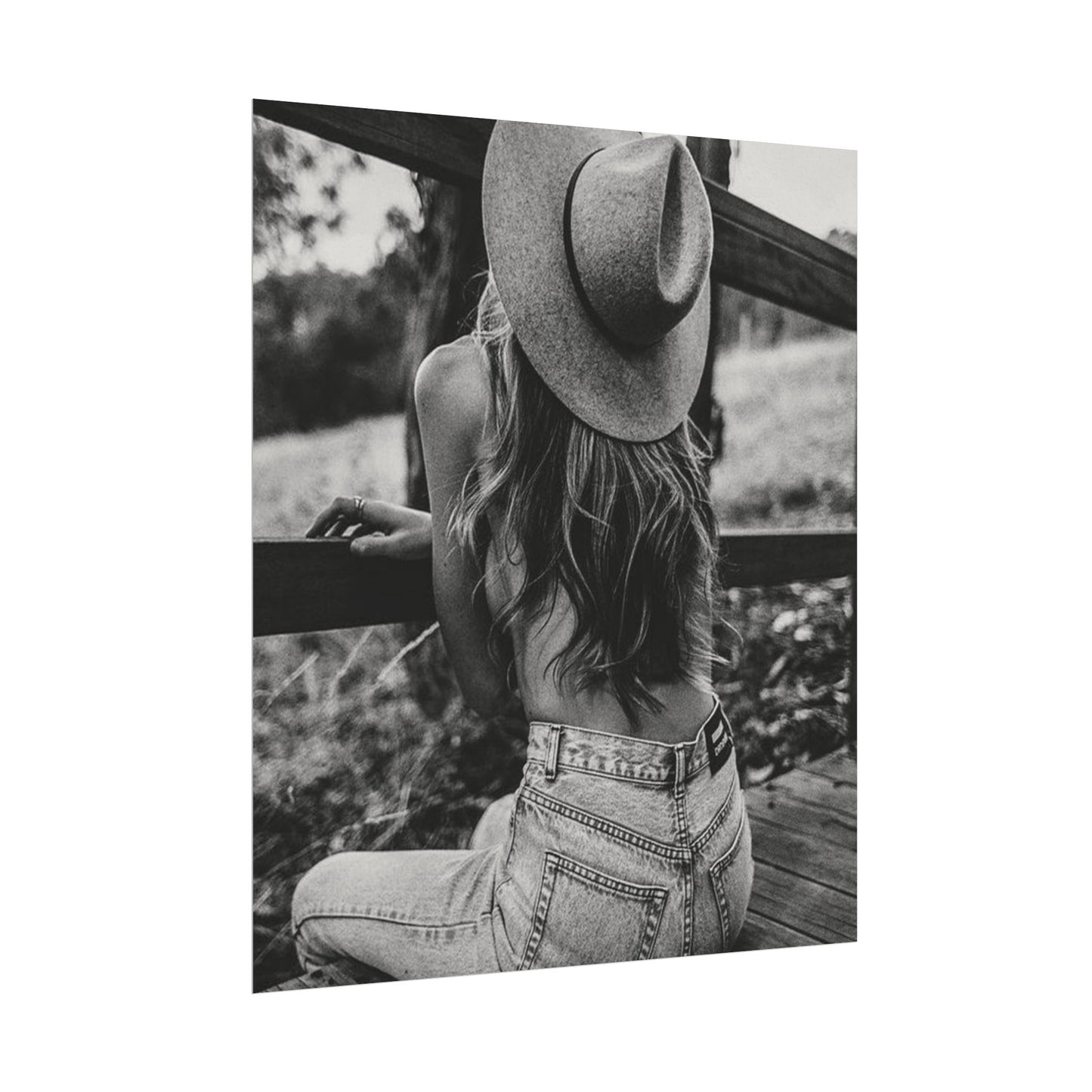 Babys Got Her Blue Jeans On – Western Textured Watercolor Matte Posters