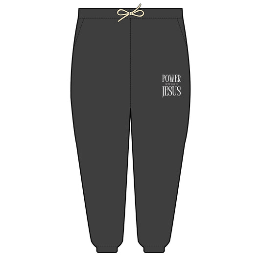 Power in The Name of Jesus Relaxed Embroidered Fleece Sweatpants | Cozy Loungewear, Gifts for Everyone, Comfortable Joggers, Christian, Spiritual WearRelaxed Fit Sweatpants, Unisex Fashion