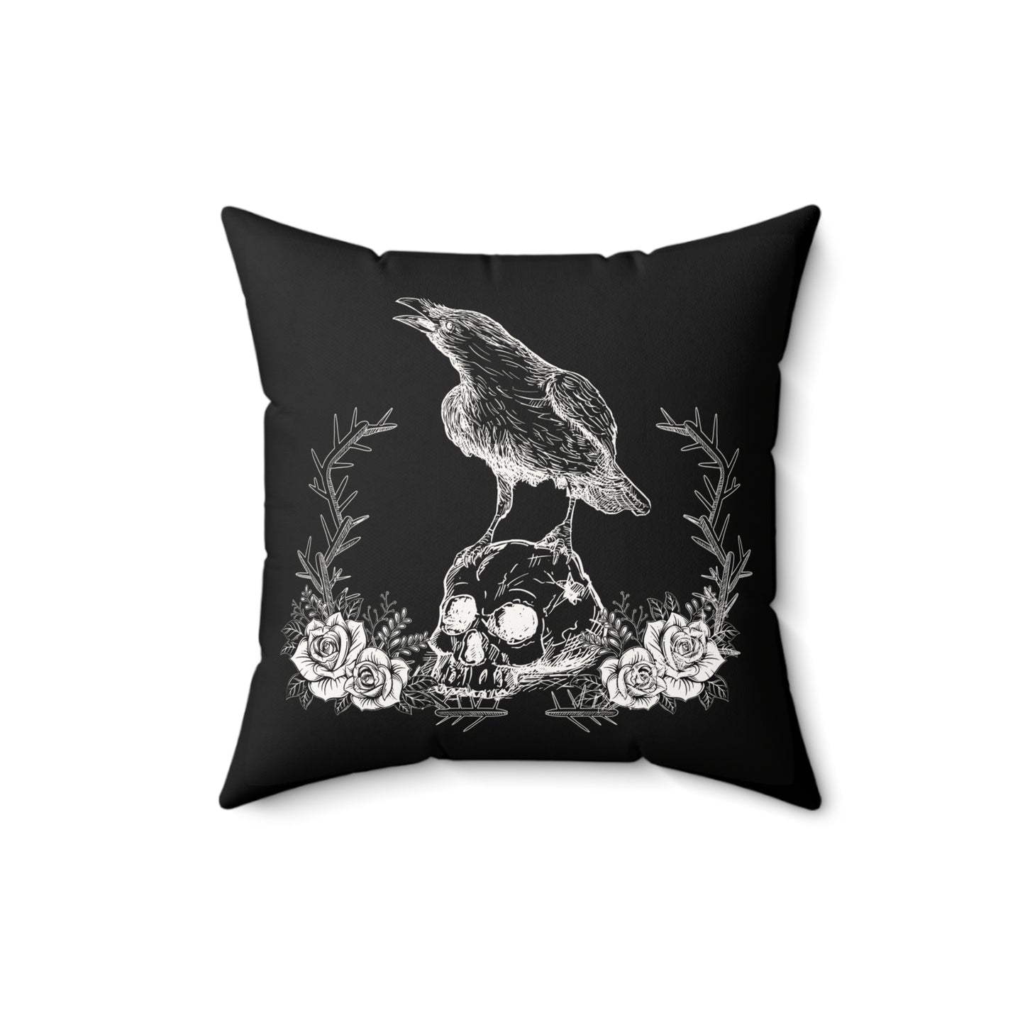 2 in 1 Raven & Spider Happy Halloween Throw Pillow, Cozy Faux Suede, Seasonal Decor, Halloween, Unique Gift Idea