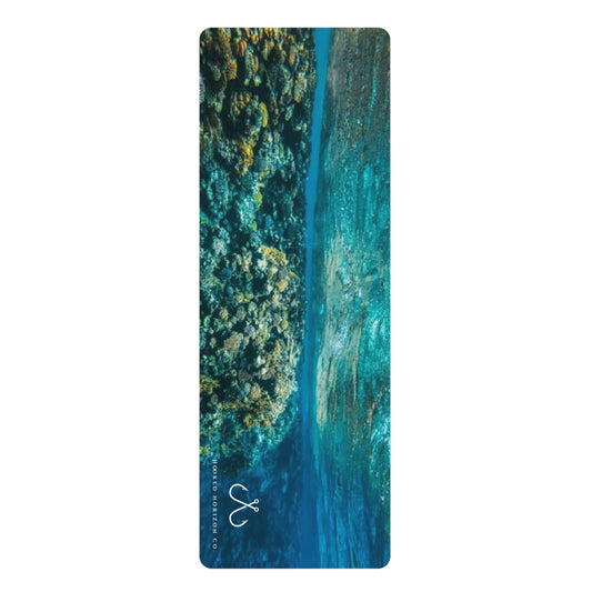 Blue & Green Ocean-Inspired Rubber Yoga Mat for Mindfulness, Fitness, Eco-Friendly Exercise, Home Workouts, Gift for Yogis