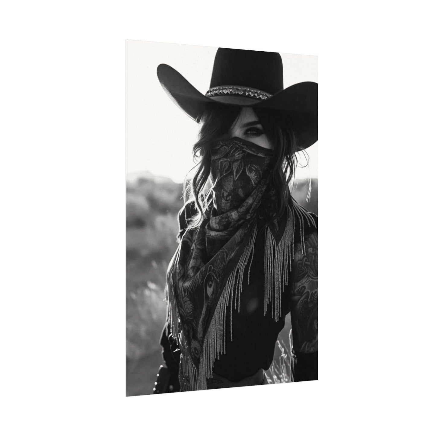 She Rode Alone— Western Outlaw Textured Watercolor Matte Posters