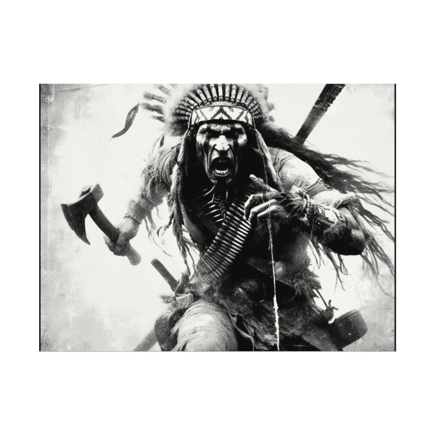 Warriors Charge – Western Textured Watercolor Matte Posters