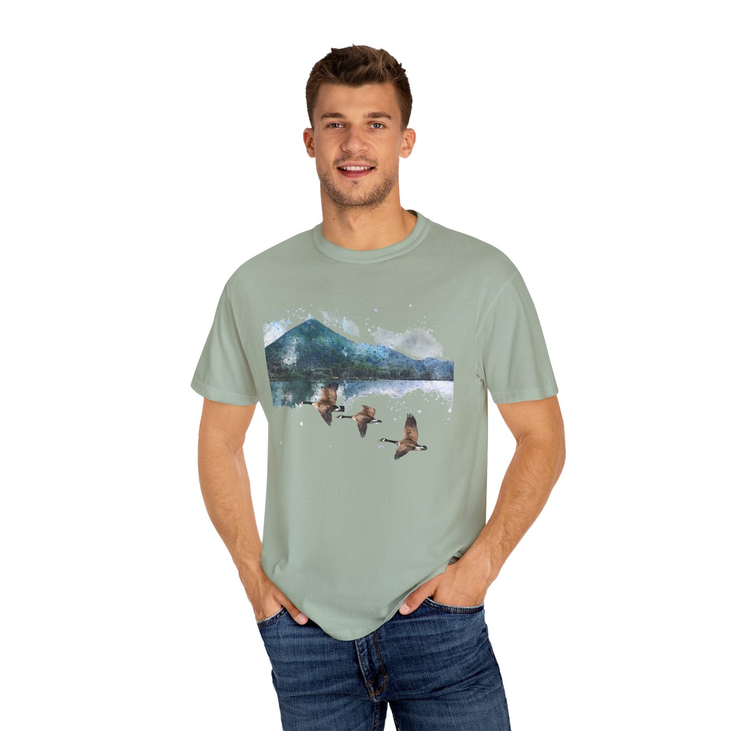Geese Wildlife Adventure Tee Unisex Garment-Dyed T-shirt, Boho Nature Tee, Camping Shirt, Adventure Apparel, Gift for Wilderness Lovers