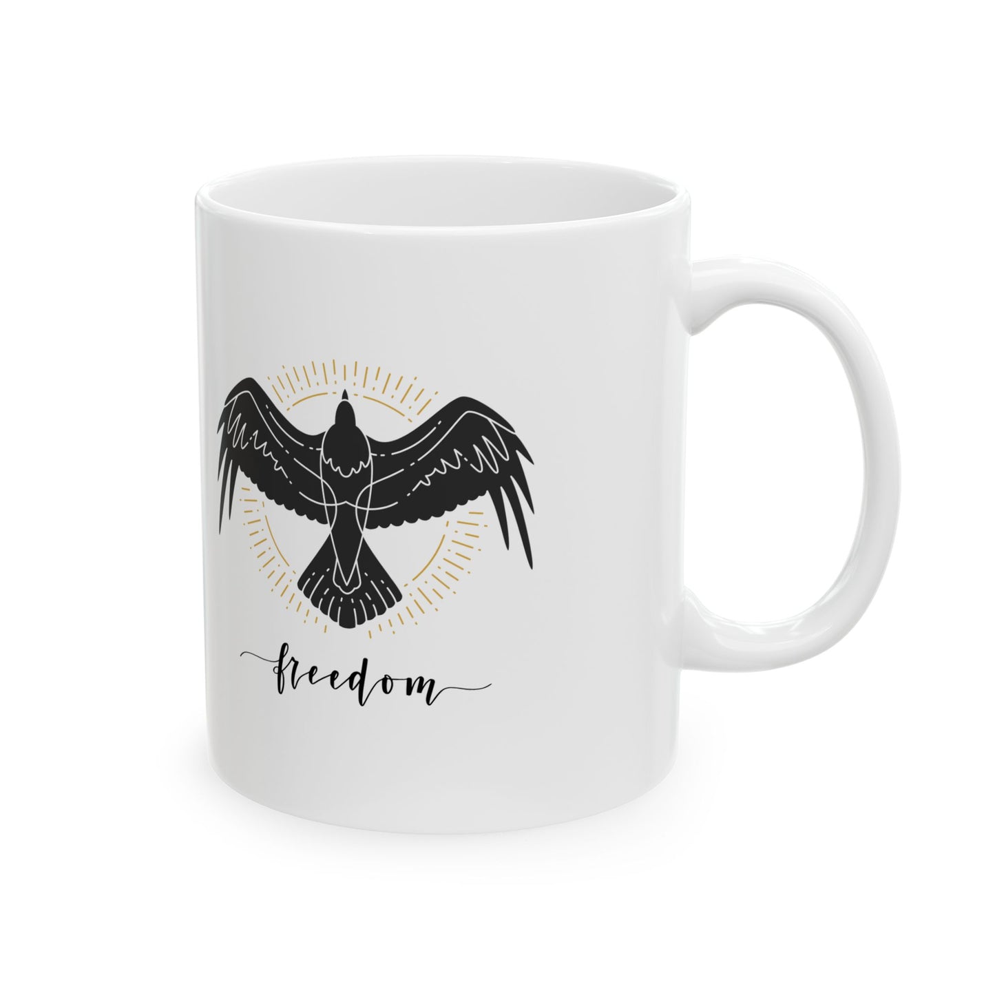Inspirational Black Bird Ceramic Mug, Motivation Gift, Coffee Cup, Unique Drinkware, Nature Lover Mug, 11oz, 15oz