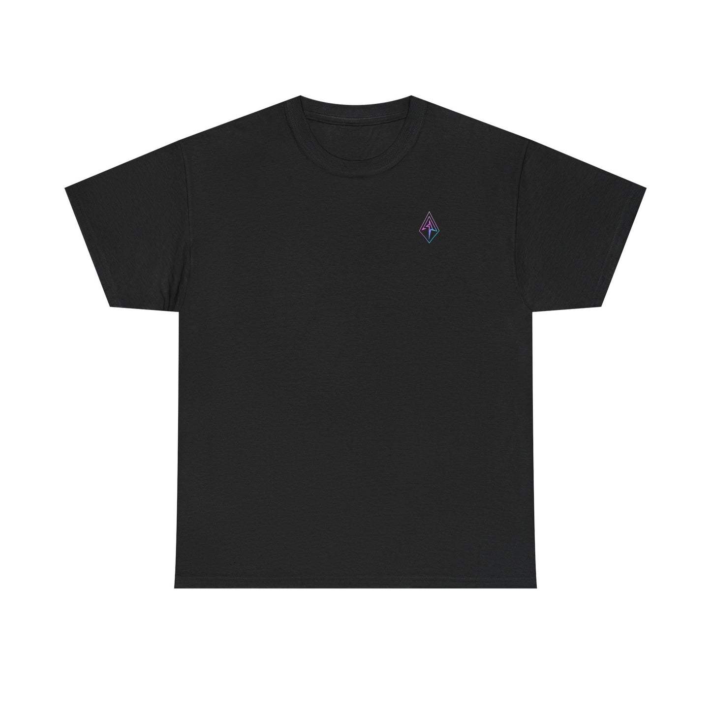 Arrow Ridge Gradient Tee — Minimal Origami Logo T-Shirt with Pastel Holographic Design