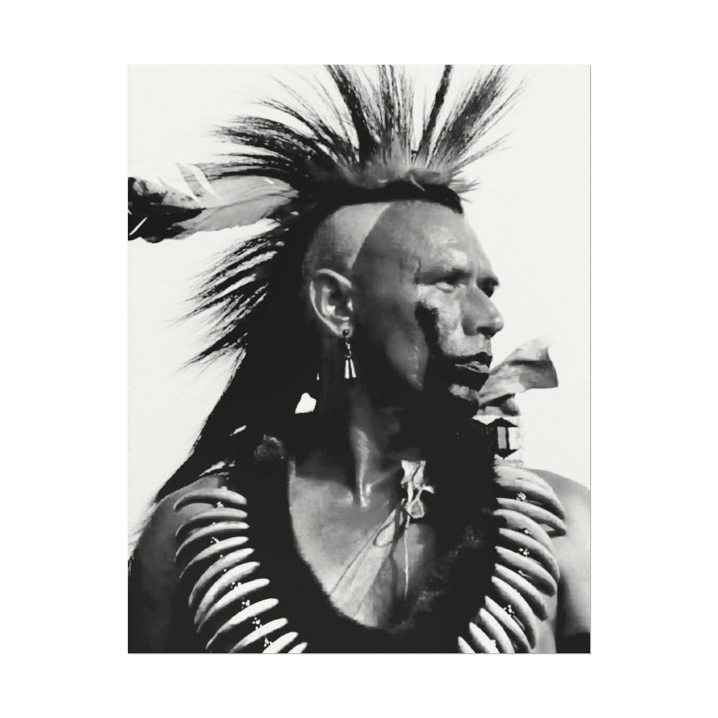 Feathered Warrior Cheif   – Western Textured Watercolor Matte Posters