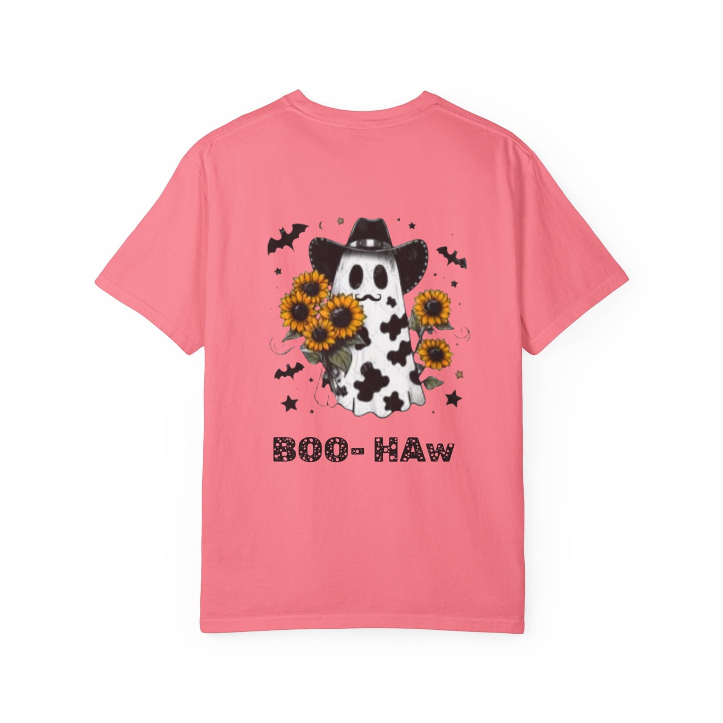 Boo- Haw Ghost Flower Tee Unisex Garment-Dyed T-shirt, Black & White, Vintage Western, Western lover gifts