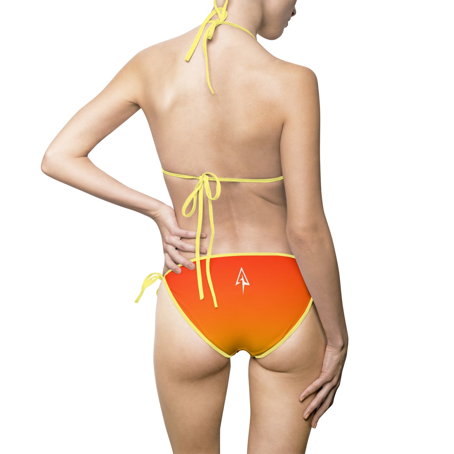 Arrow Ridge Redish Orange To Yellow Ombre Women’s Bikini Swimsuit, Summer Beachwear, Swimwear for Vacations, Pool Parties, Tropical Getaways