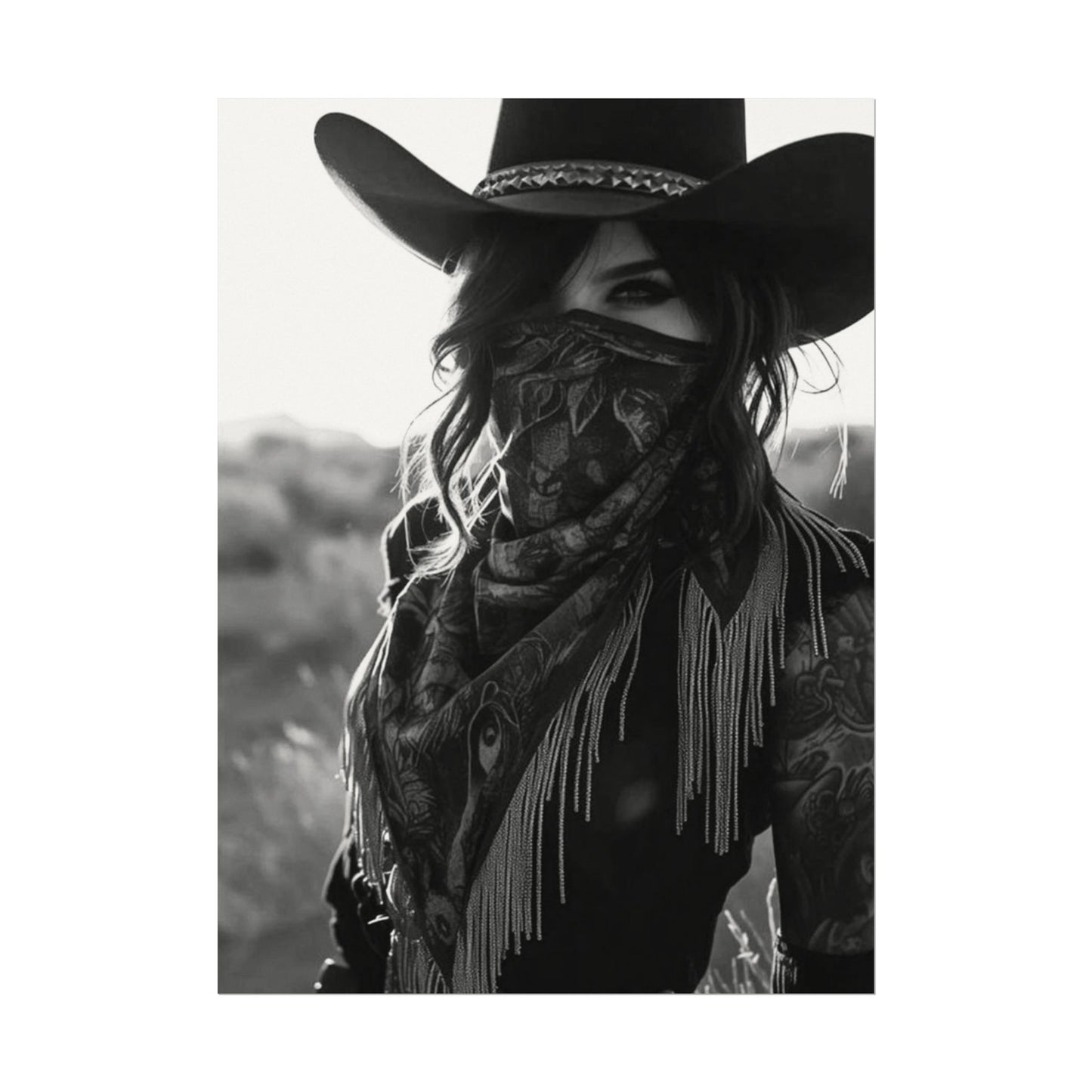 She Rode Alone— Western Outlaw Textured Watercolor Matte Posters