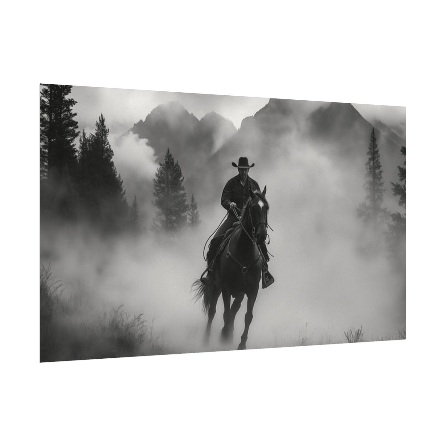 Storm Rider– Western Textured Watercolor Matte Posters